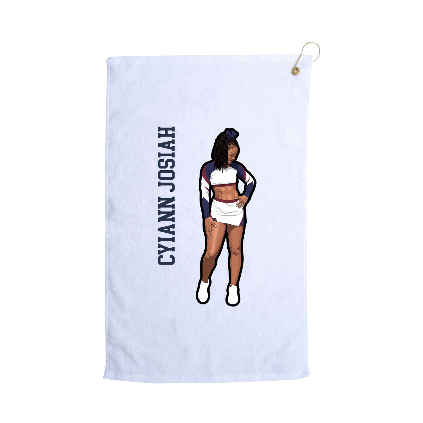 Golf Towel — Name Vertical in White