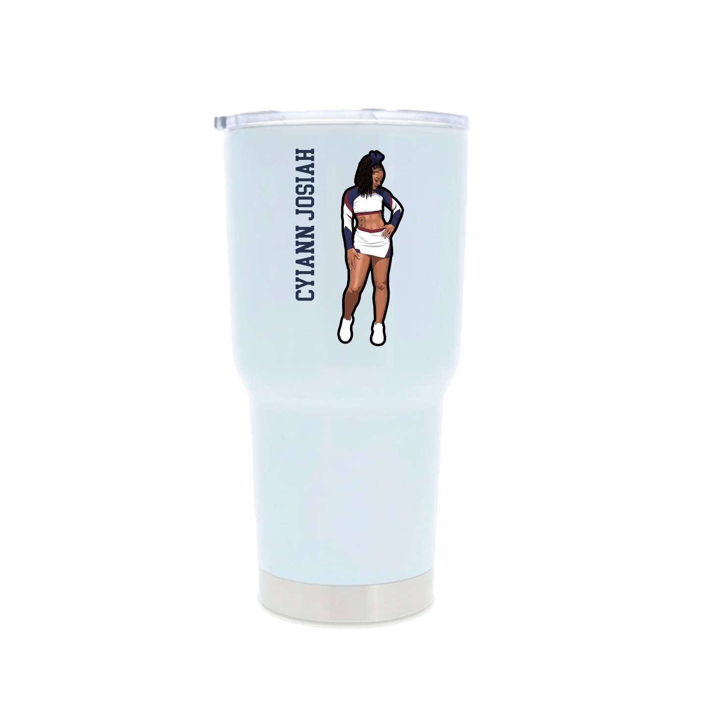 30oz Stainless Steel Tumbler — Name Vertical in White