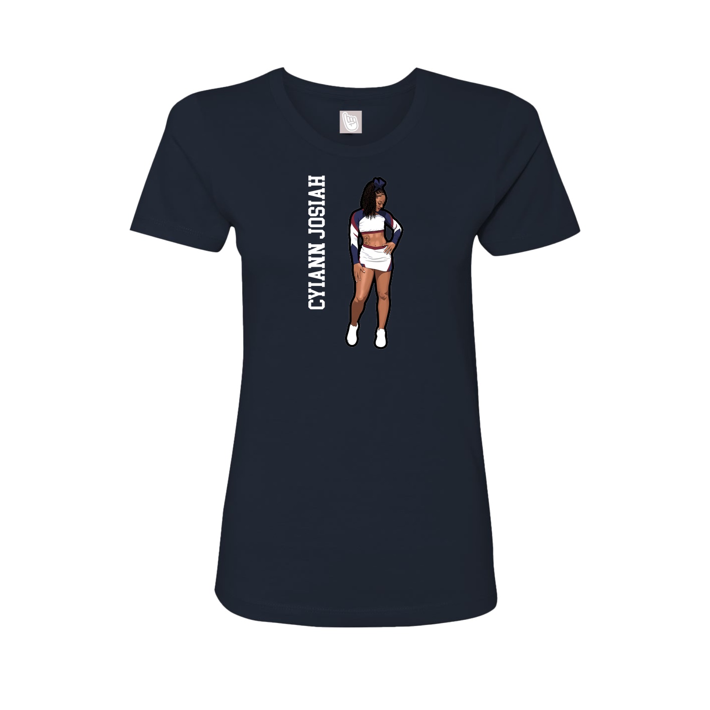Fitted Women's Tee — Name Vertical in Navy