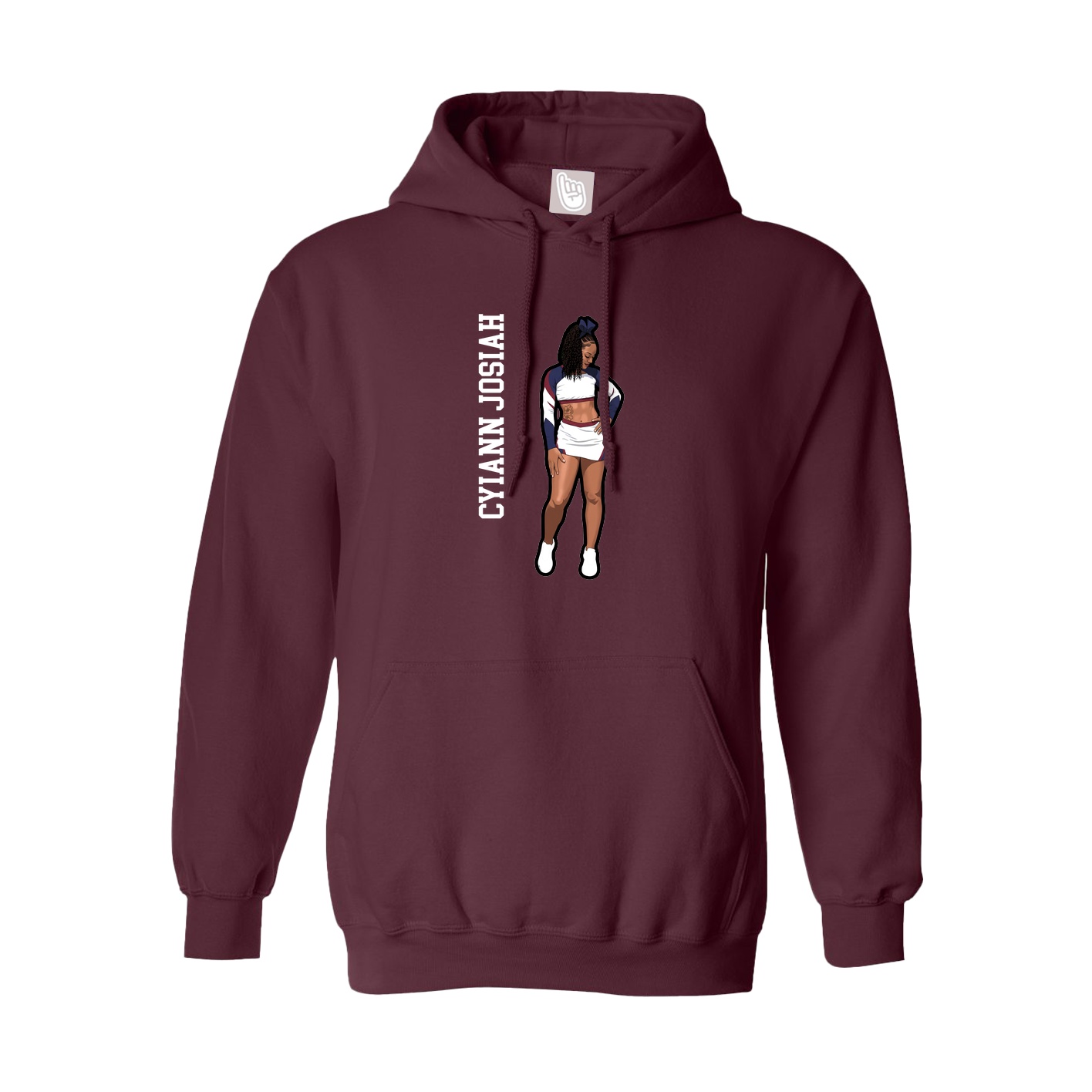 Youth Hoodie — Name Vertical in Maroon