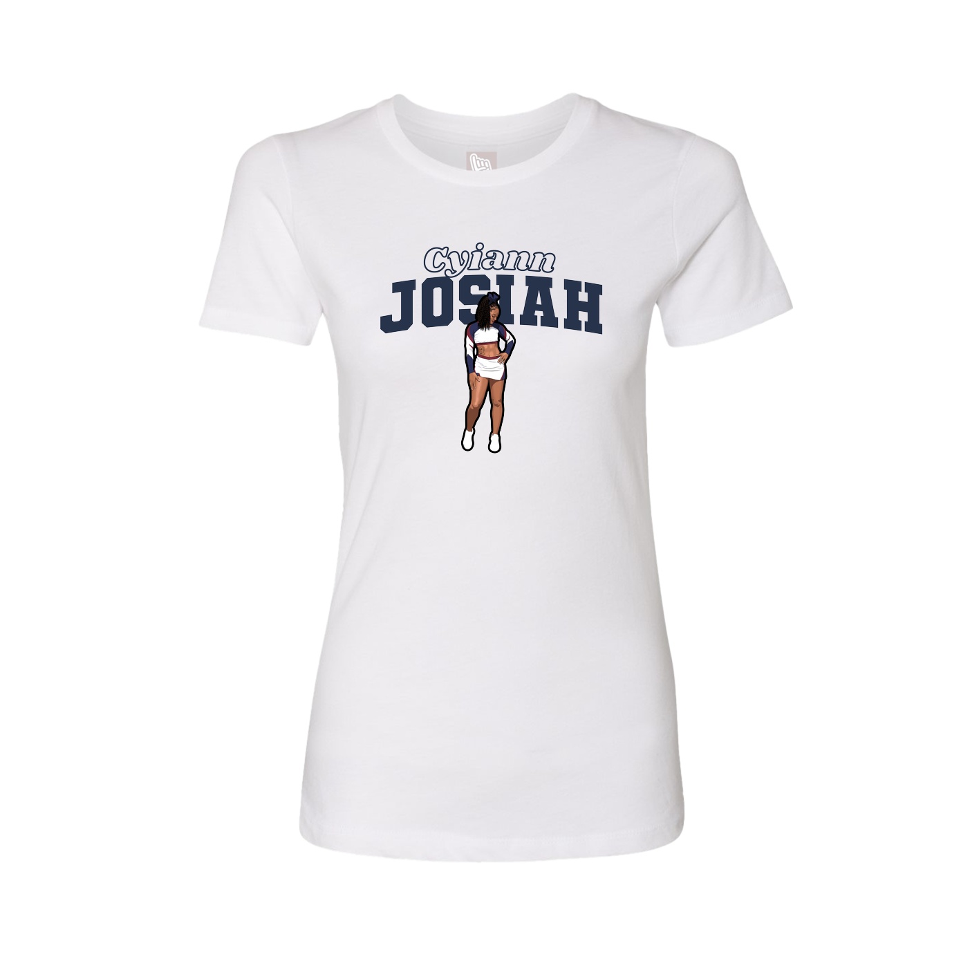 Fitted Women's Tee — Name Arch in White