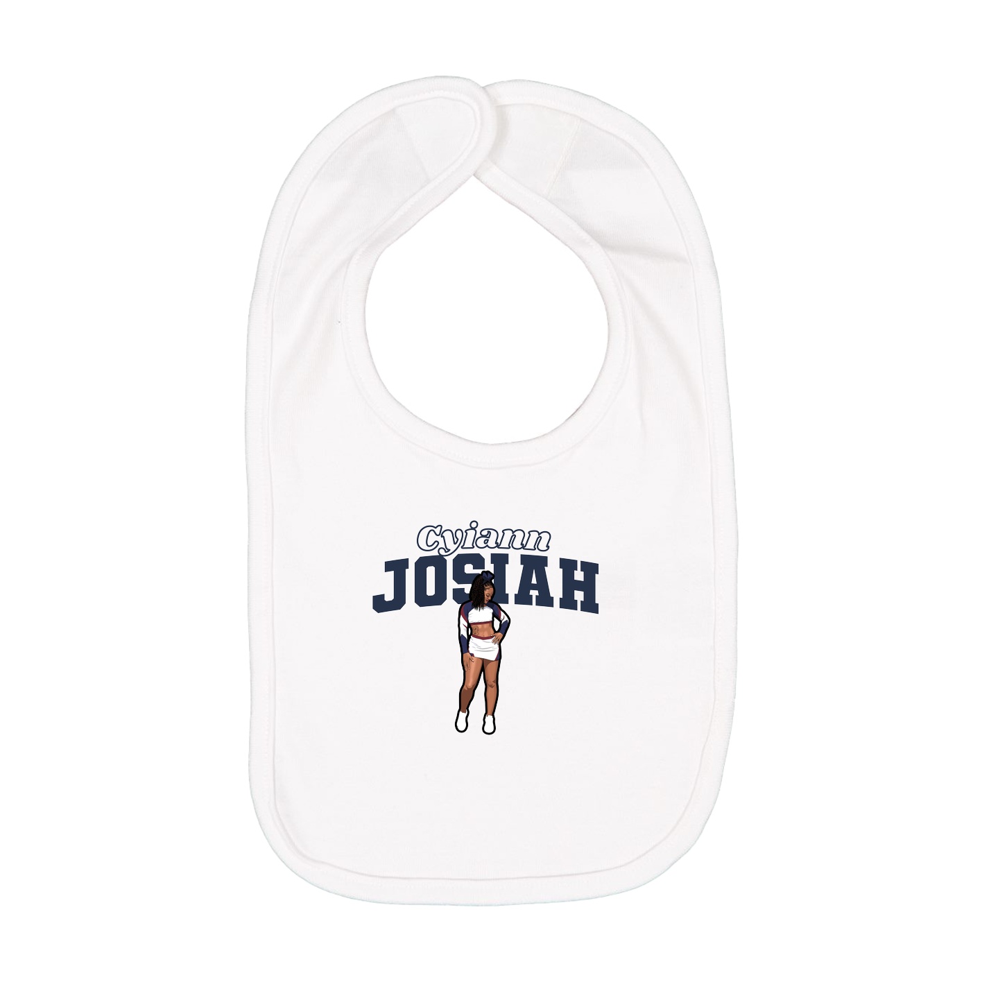 Infant Bib — Name Arch in White