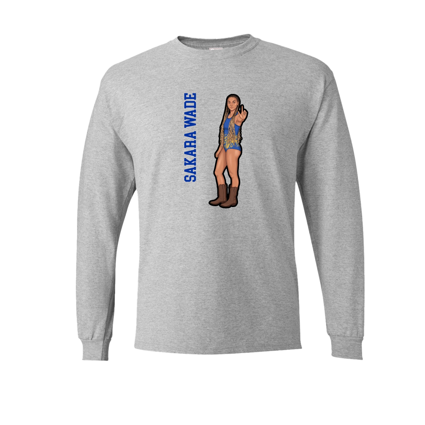 Long Sleeve Tee — Name Vertical in Grey