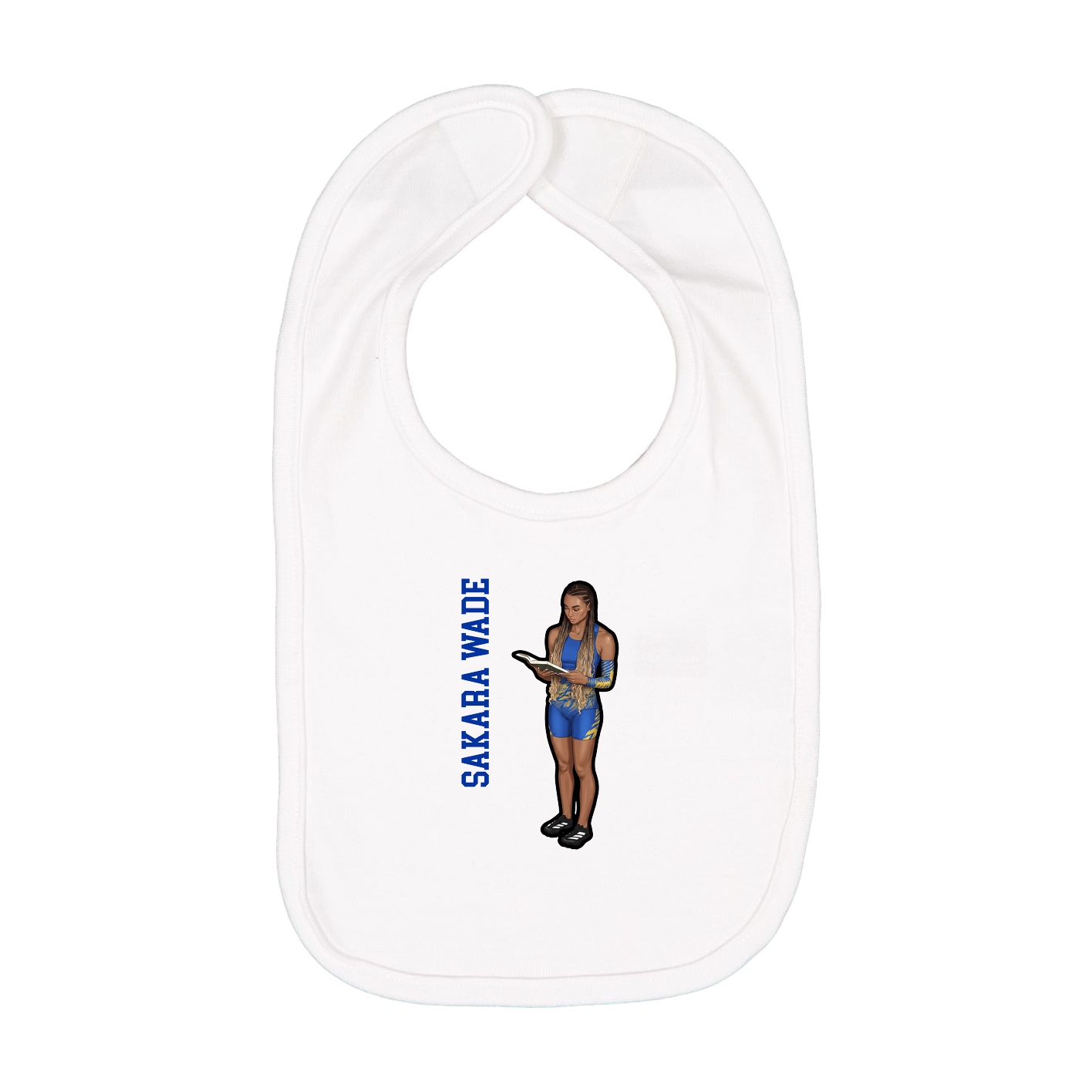 Infant Bib — Name Vertical in White