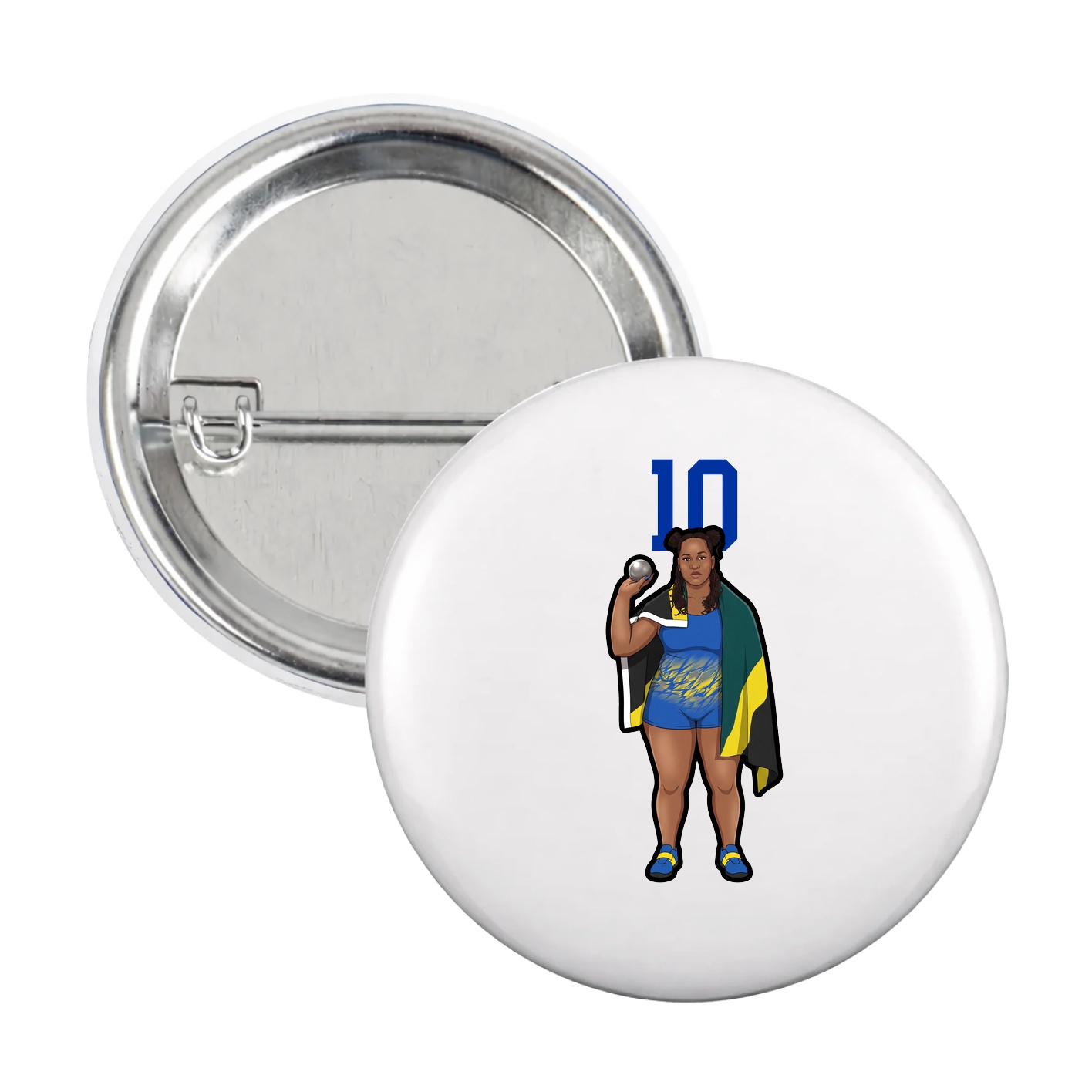 Game Day Button — Number Top in White