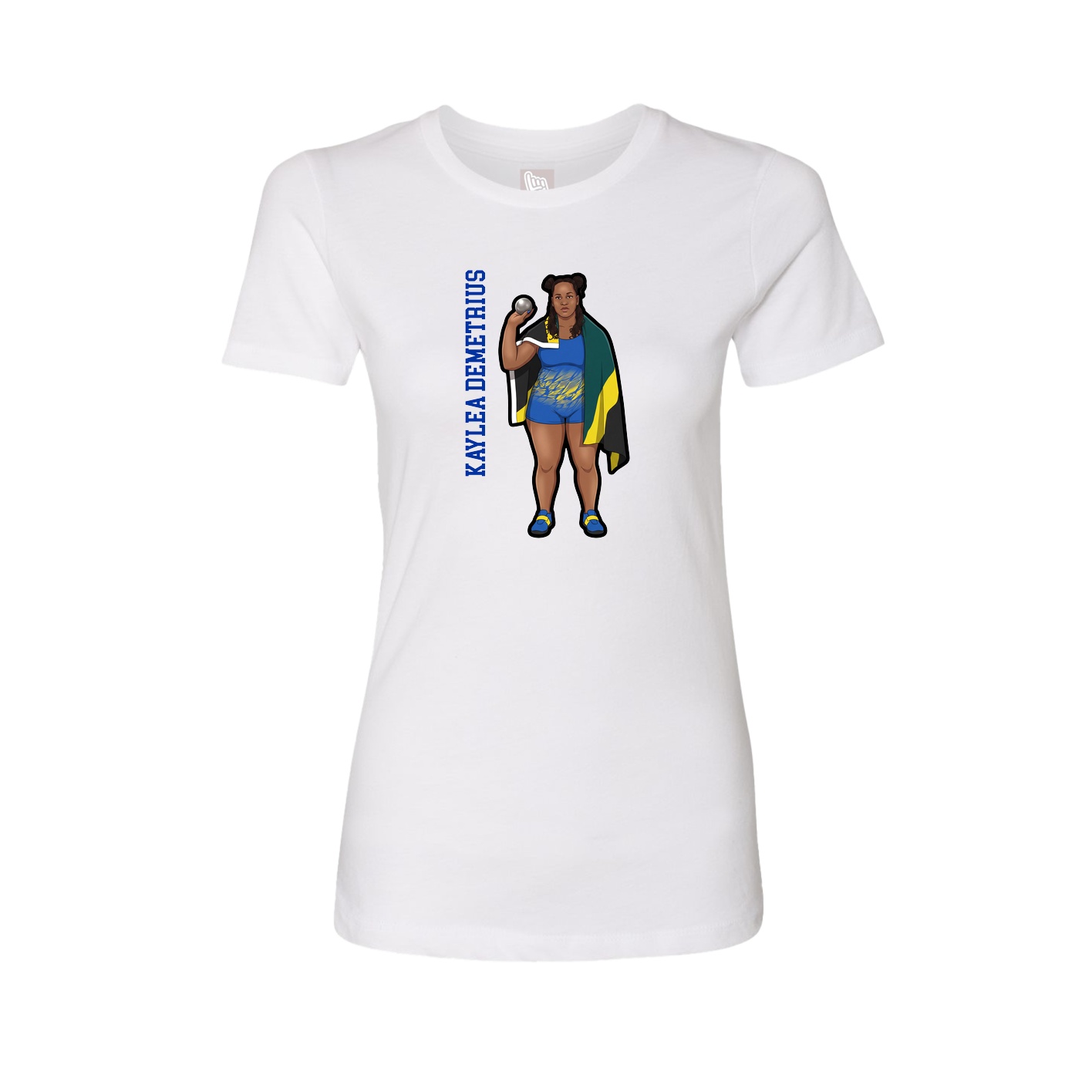Fitted Women's Tee — Name Vertical in White