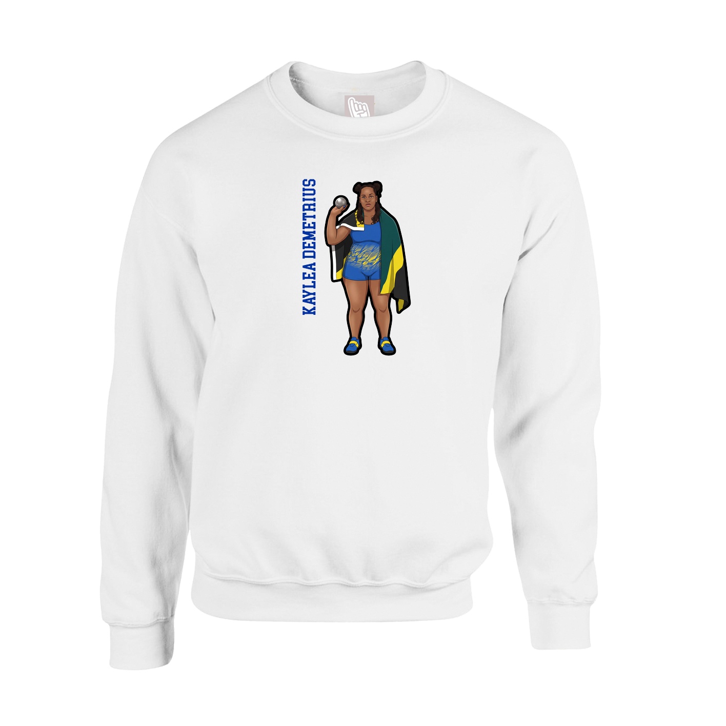 Fleece Crew — Name Vertical in White