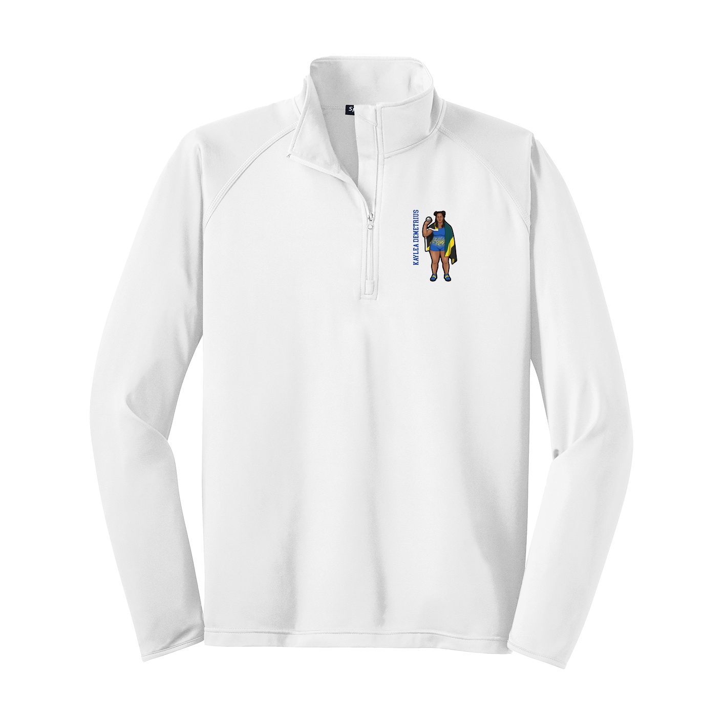 Q-Zip Pullover — Name Vertical in White