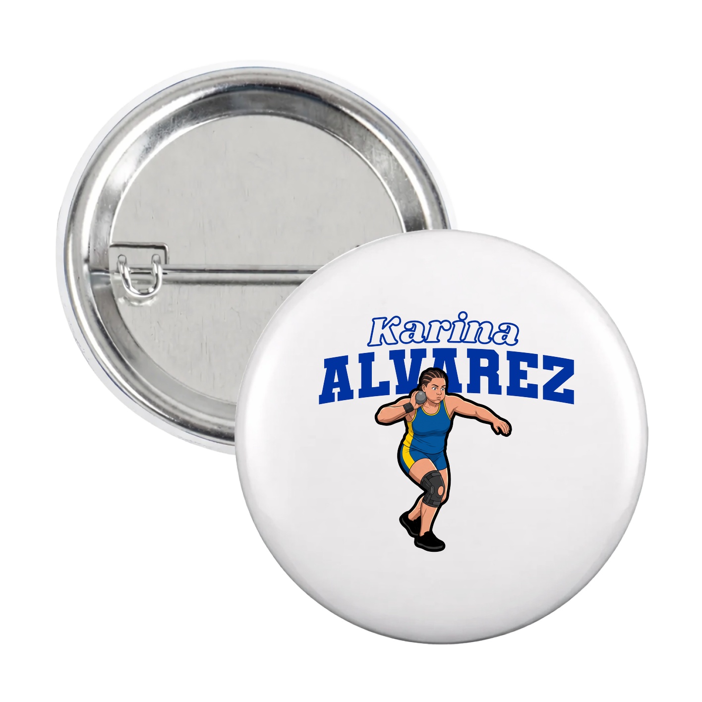 Game Day Button — Name Arch in White