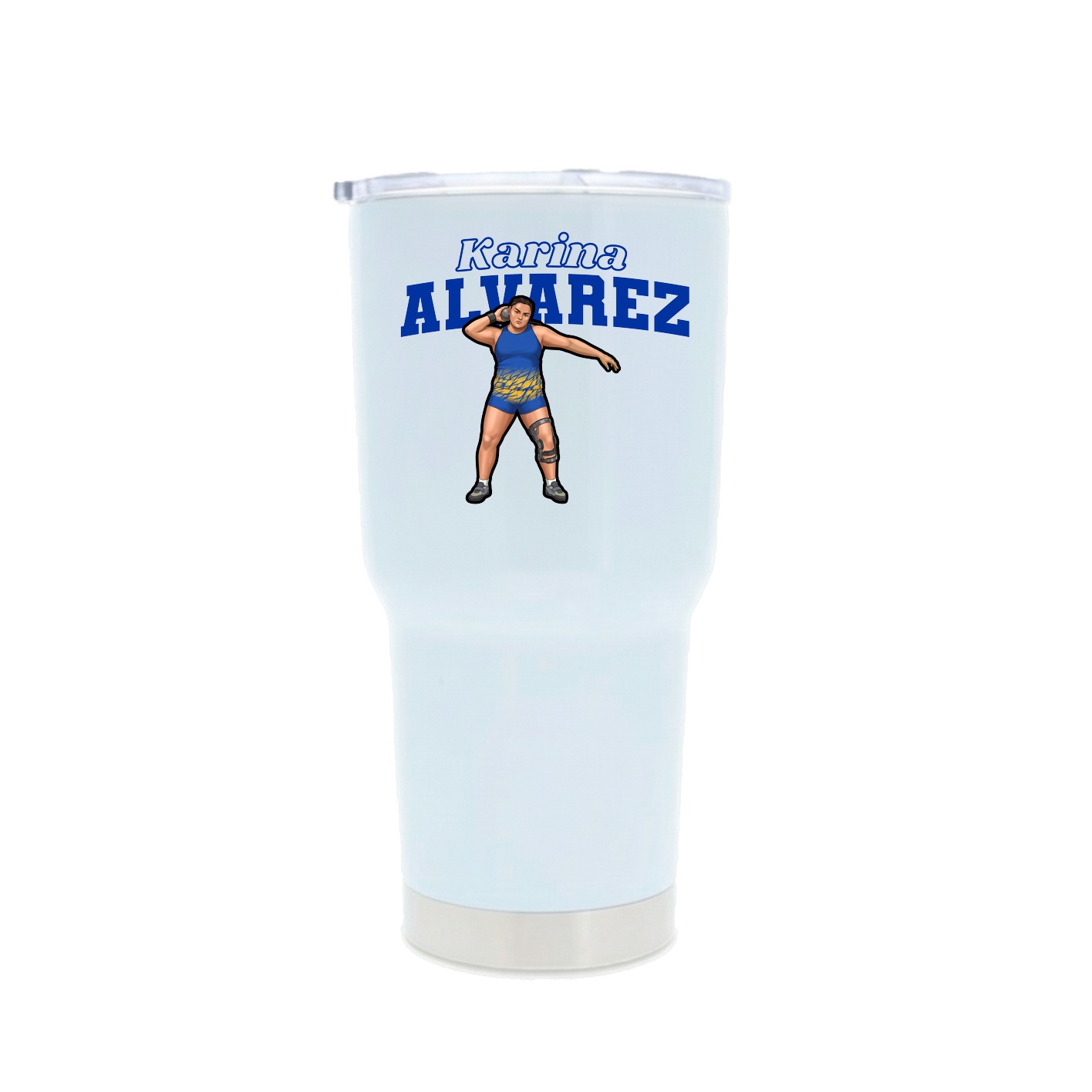 30oz Stainless Steel Tumbler — Name Arch in White