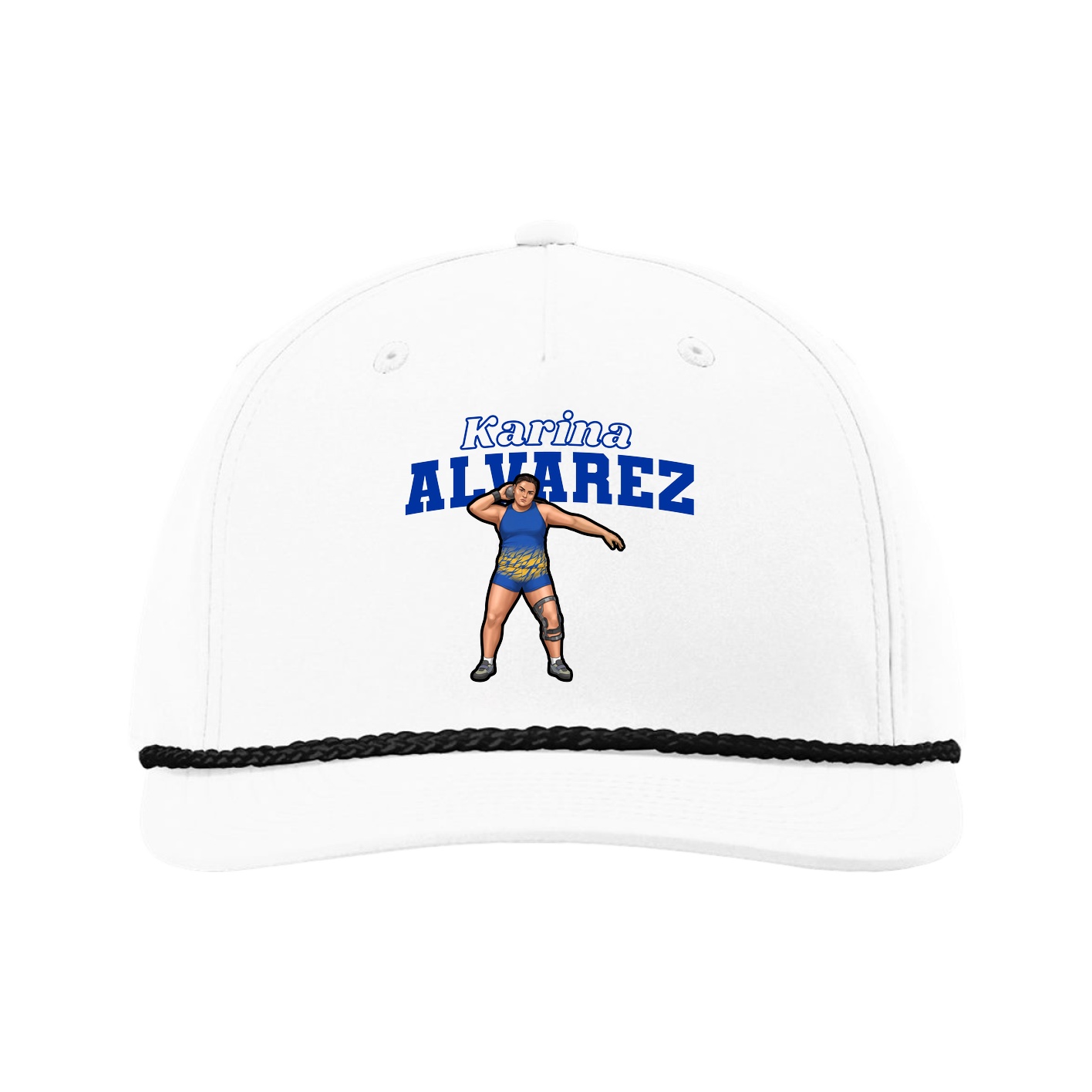 Five-Panel Classic Rope Cap — Name Arch in White