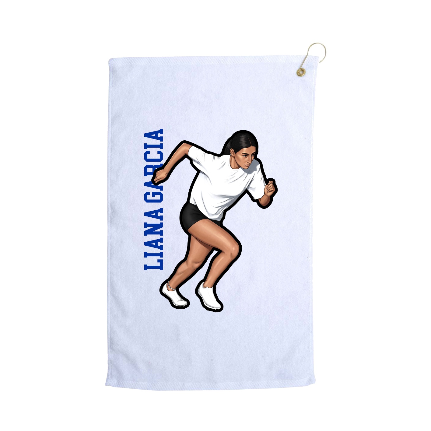 Golf Towel — Name Vertical in White