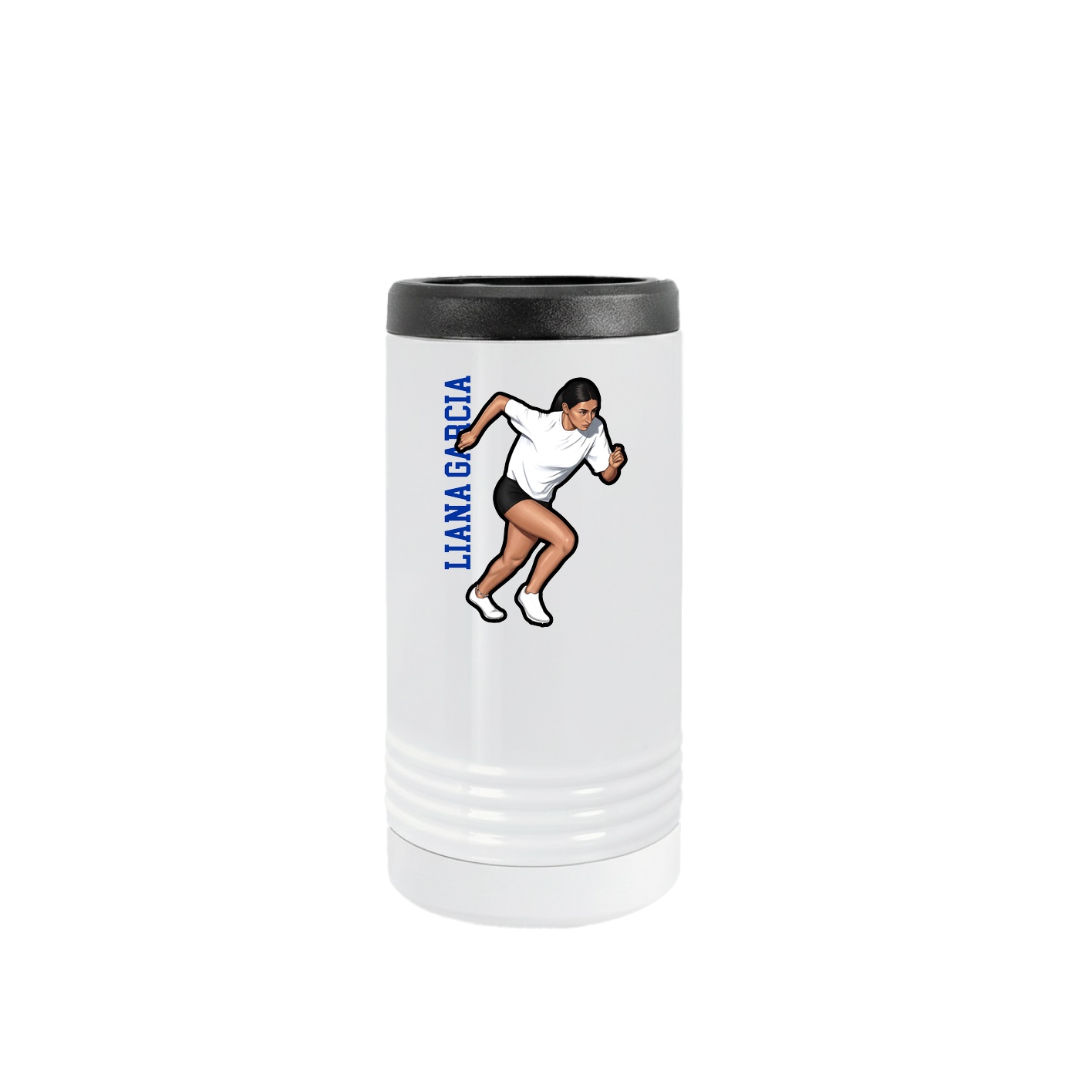 Slim Beverage Holder — Name Vertical in White