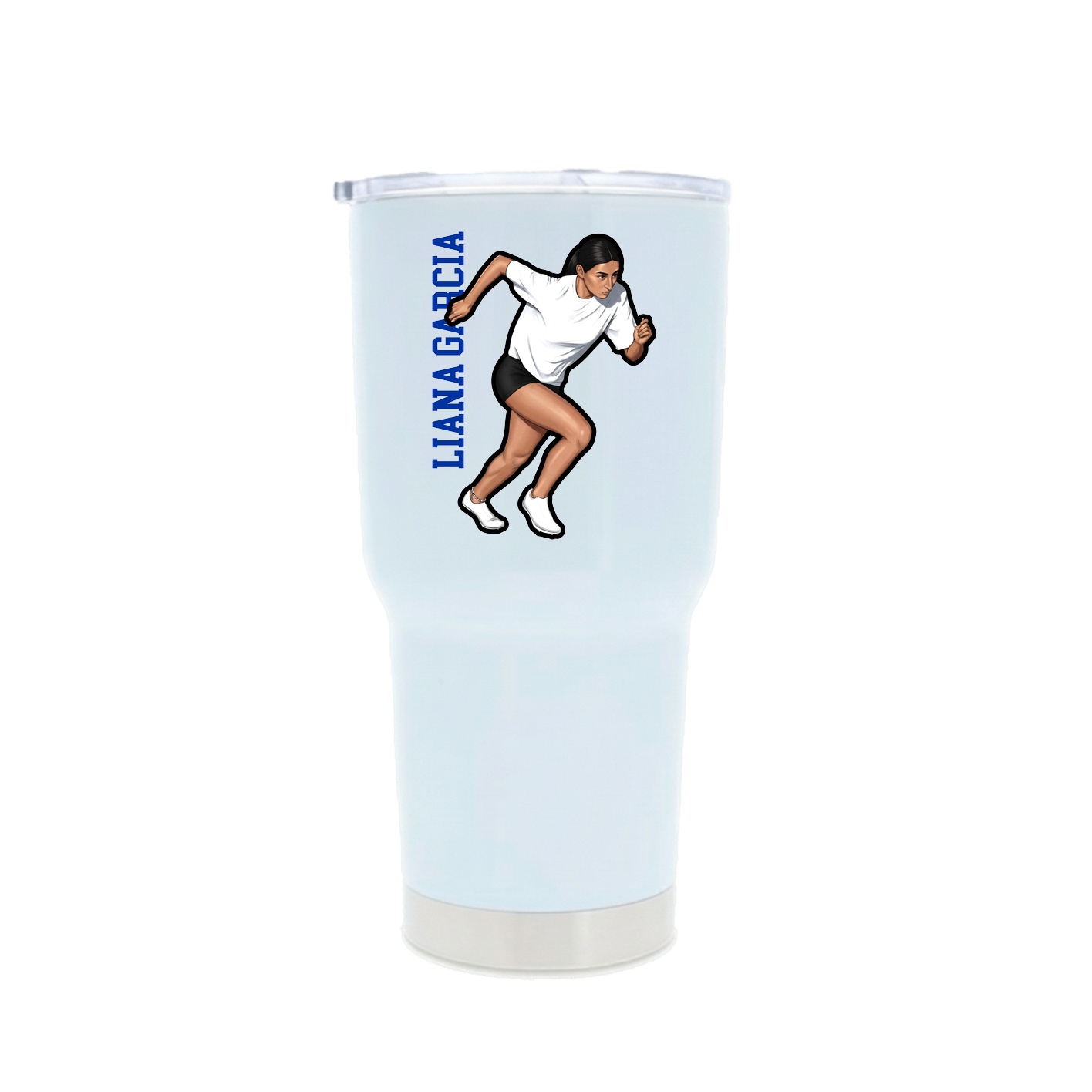 30oz Stainless Steel Tumbler — Name Vertical in White