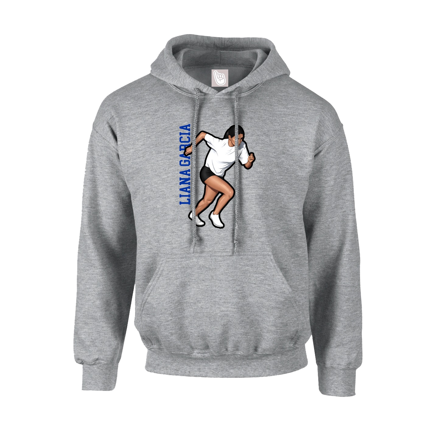 Hoodie — Name Vertical in Grey
