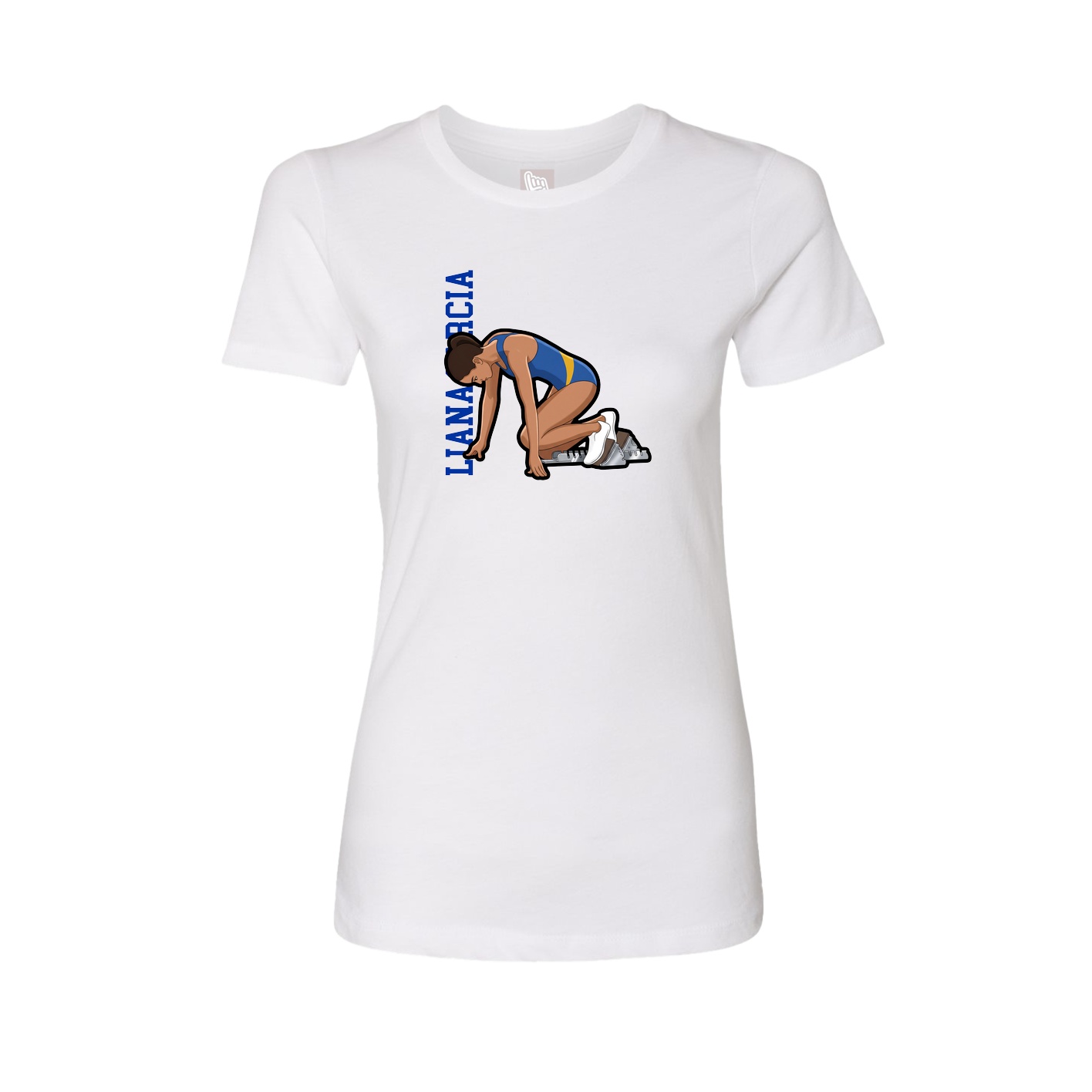 Fitted Women's Tee — Name Vertical in White