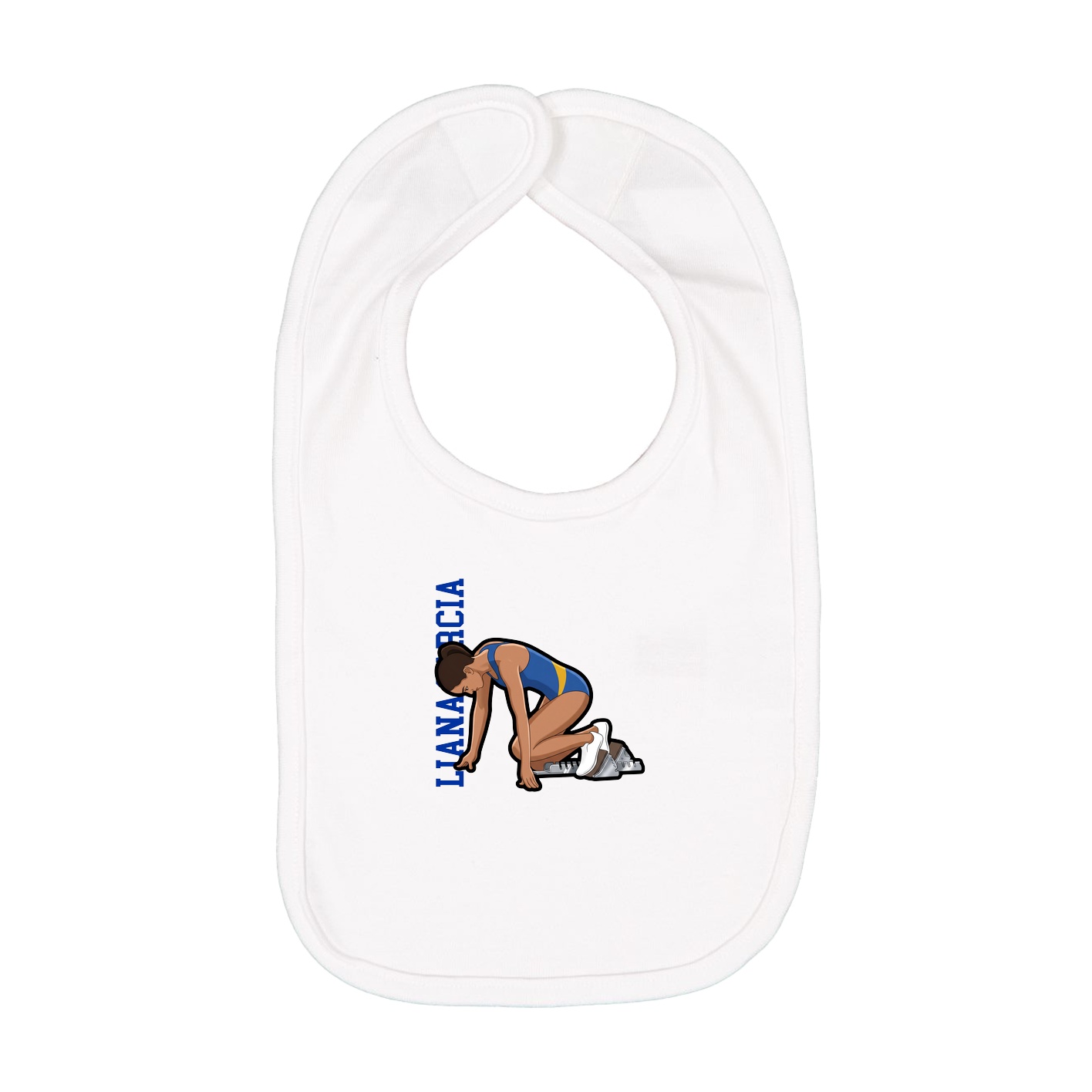 Infant Bib — Name Vertical in White
