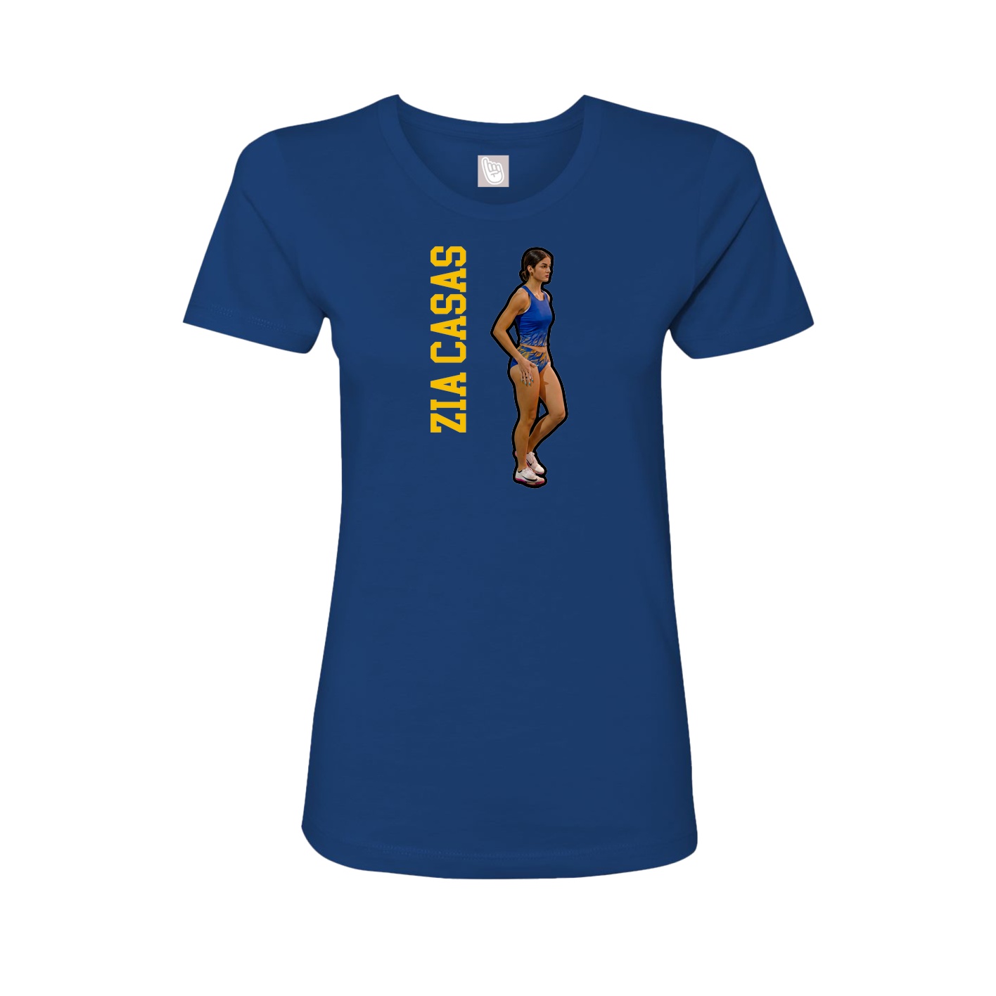 Fitted Women's Tee — Name Vertical in Royal