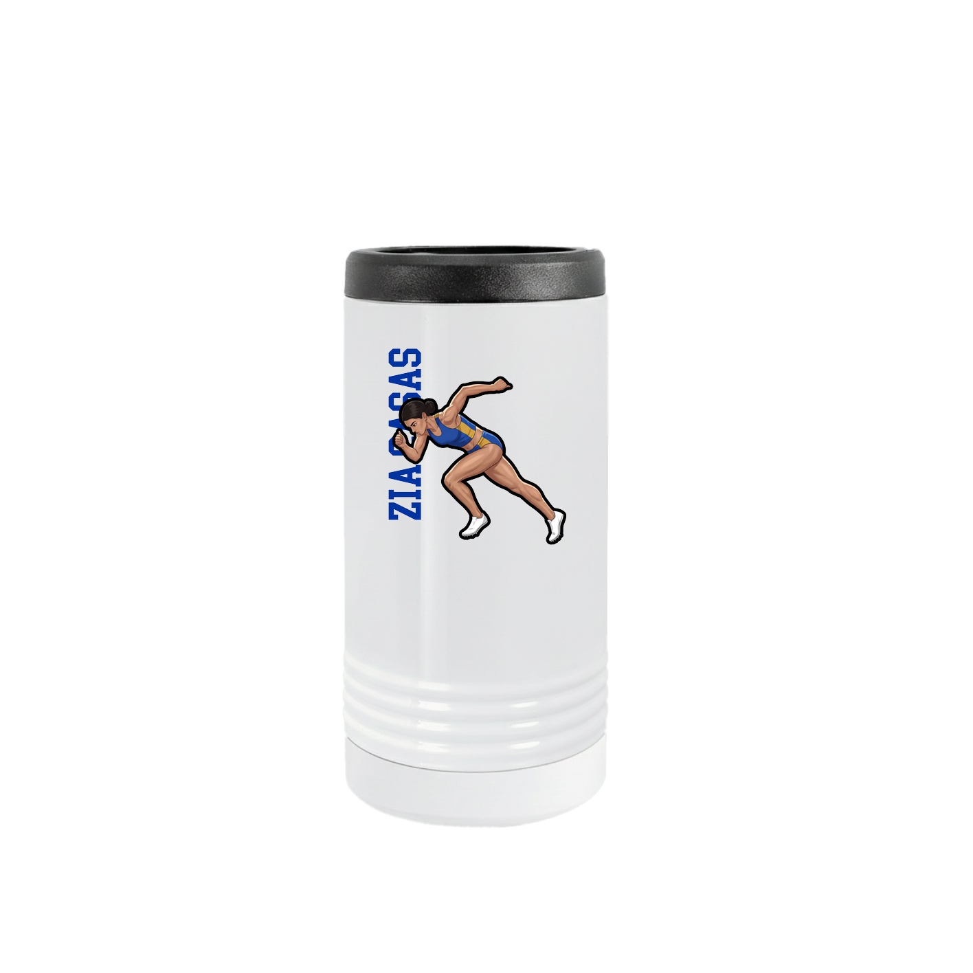 Slim Beverage Holder — Name Vertical in White