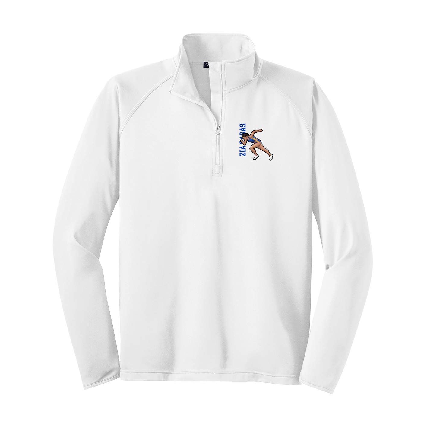Q-Zip Pullover — Name Vertical in White