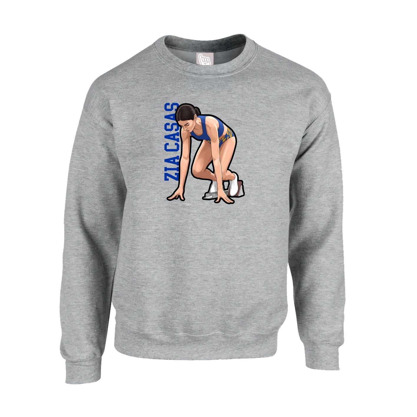 Fleece Crew — Name Vertical in Grey