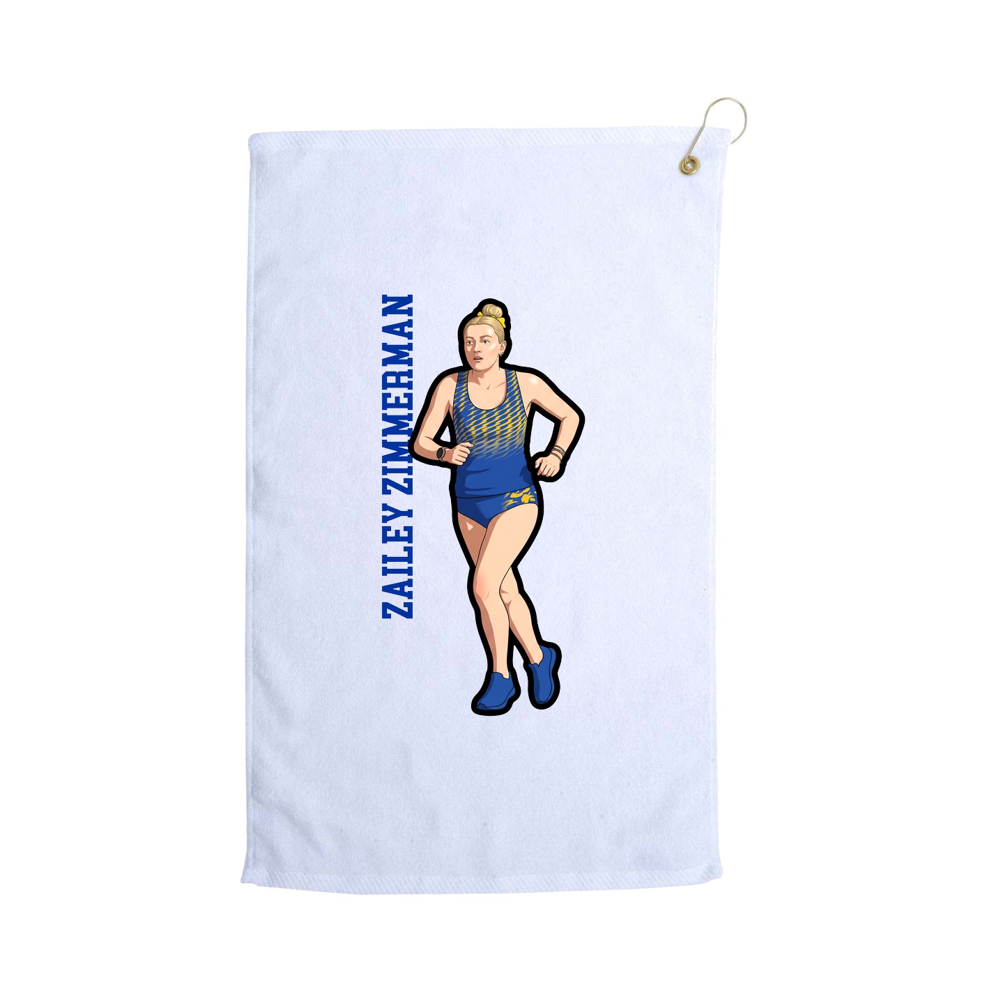 Golf Towel — Name Vertical in White