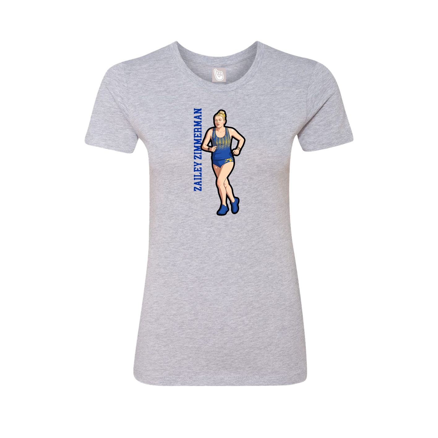 Fitted Women's Tee — Name Vertical in Grey