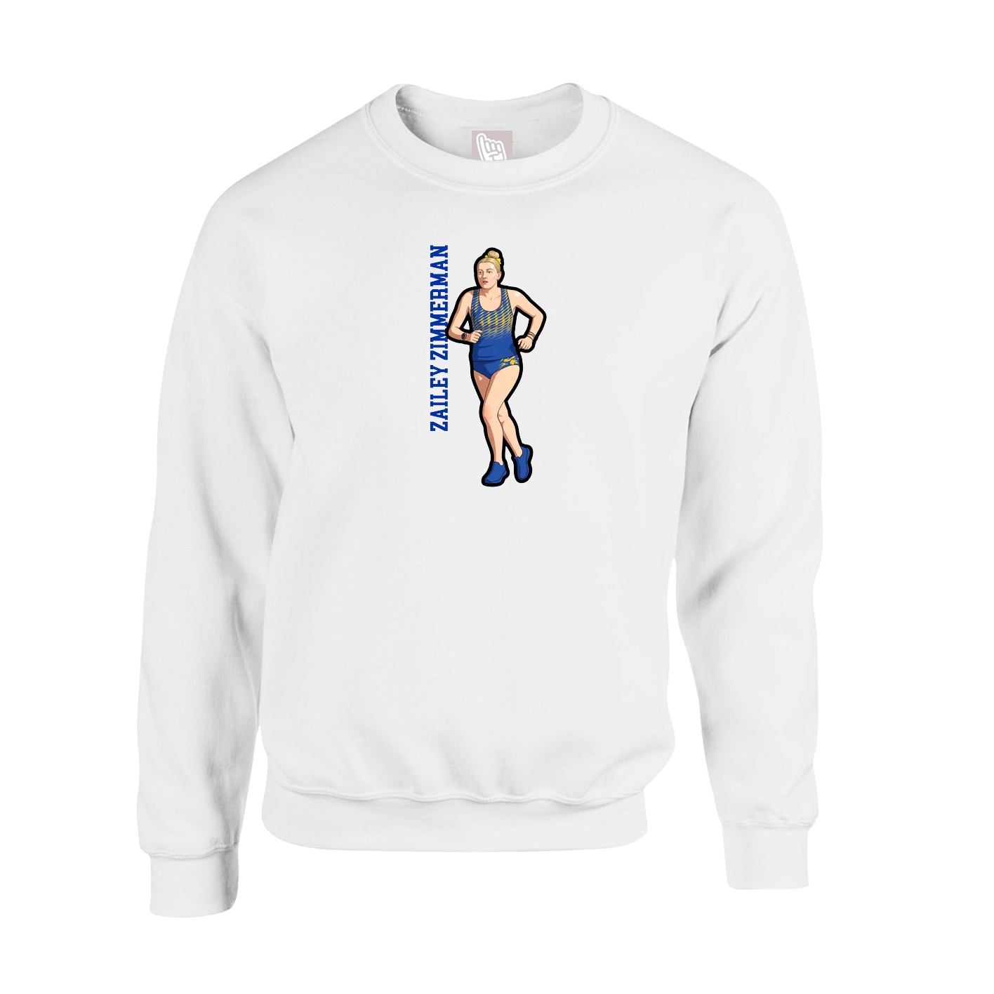 Fleece Crew — Name Vertical in White
