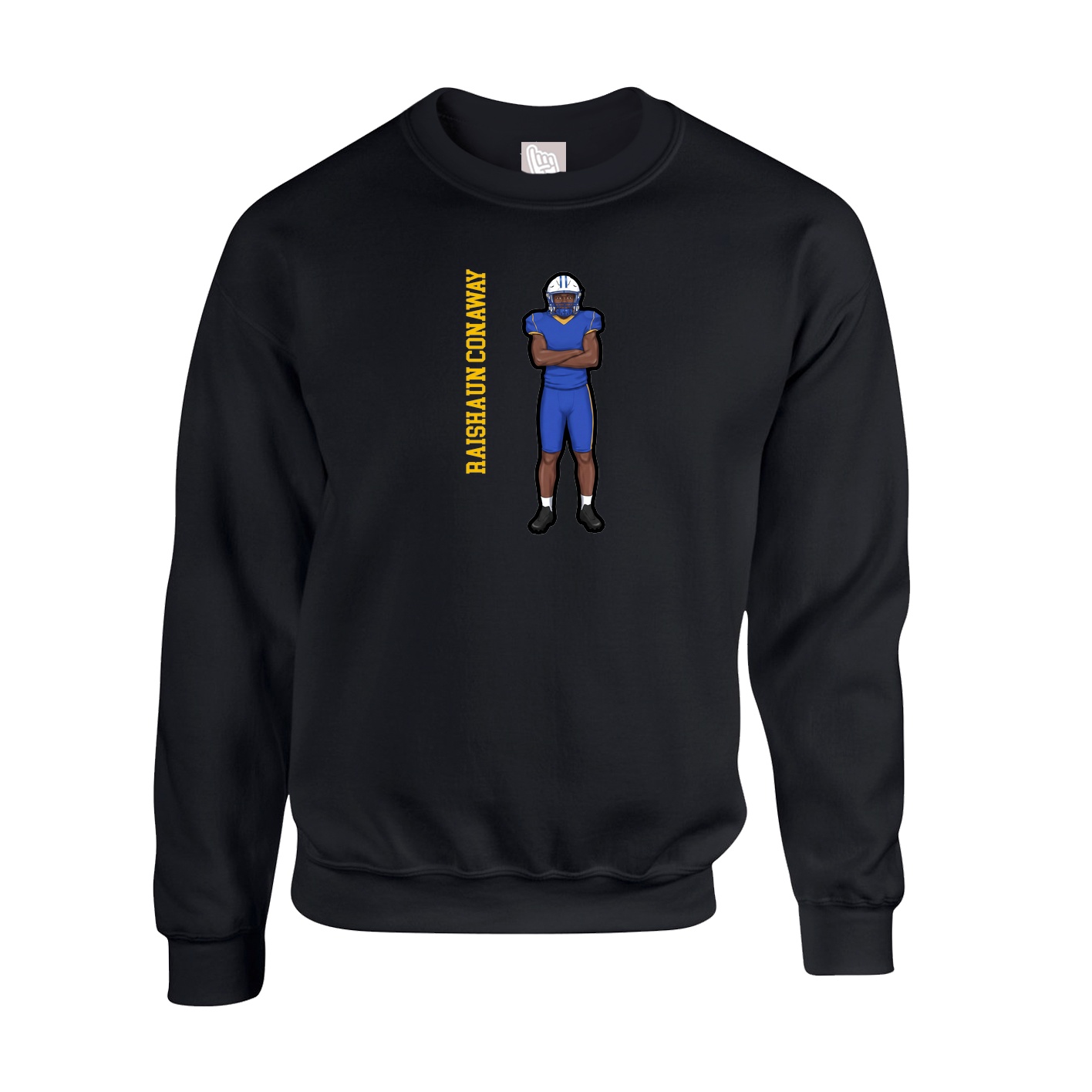 Fleece Crew — Name Vertical in Black