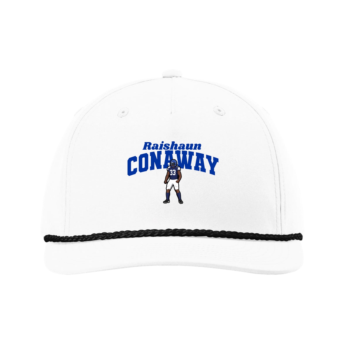 Five-Panel Classic Rope Cap — Signature Arch in White