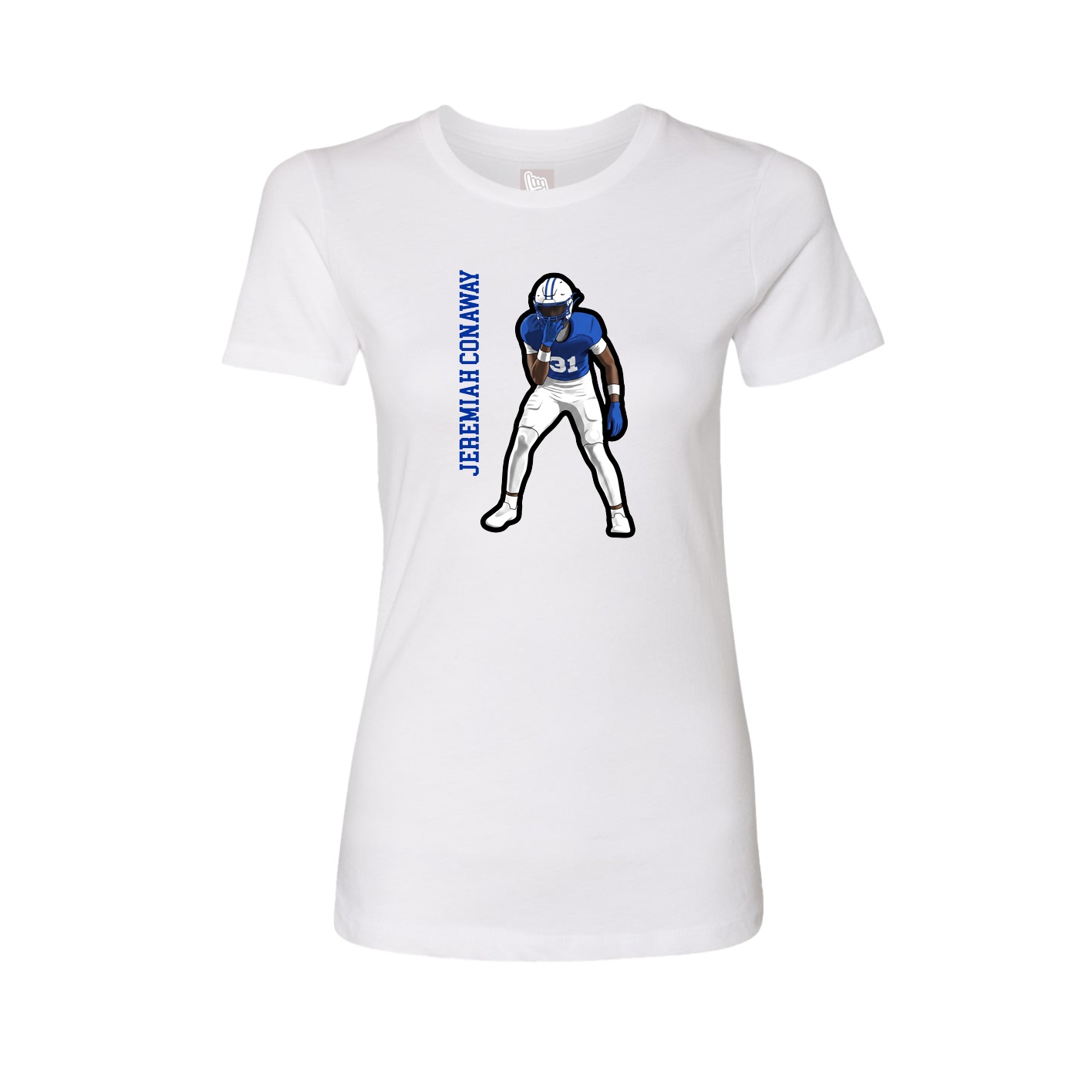 Fitted Women's Tee — Name Vertical in White
