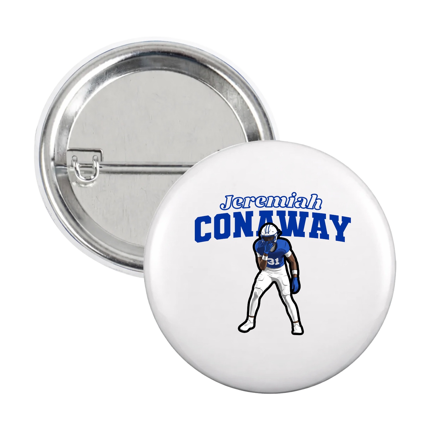 Game Day Button — Name Arch in White