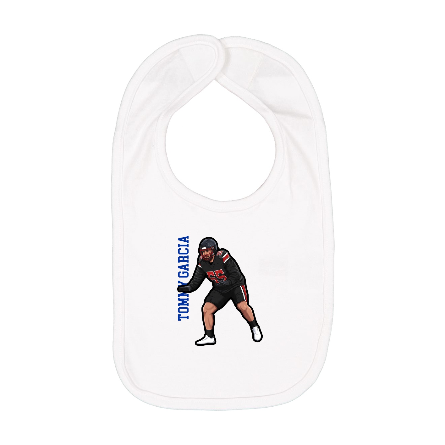 Infant Bib — Name Vertical in White