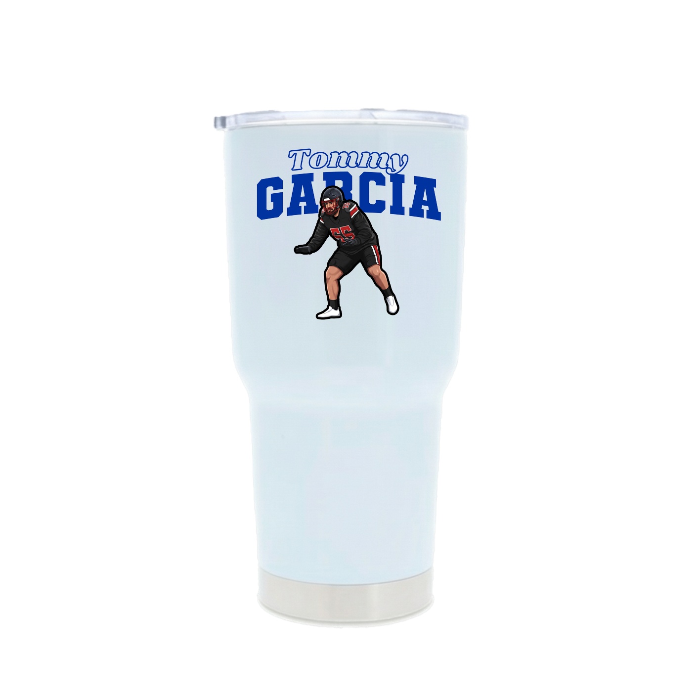 30oz Stainless Steel Tumbler — Name Arch in White