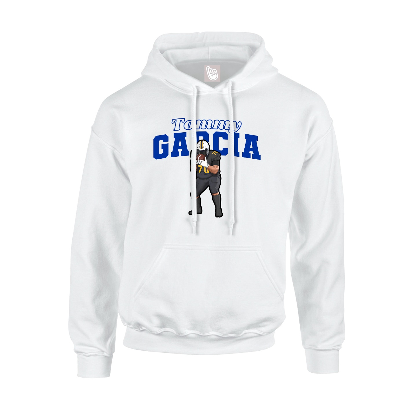 Youth Hoodie — Name Arch in White