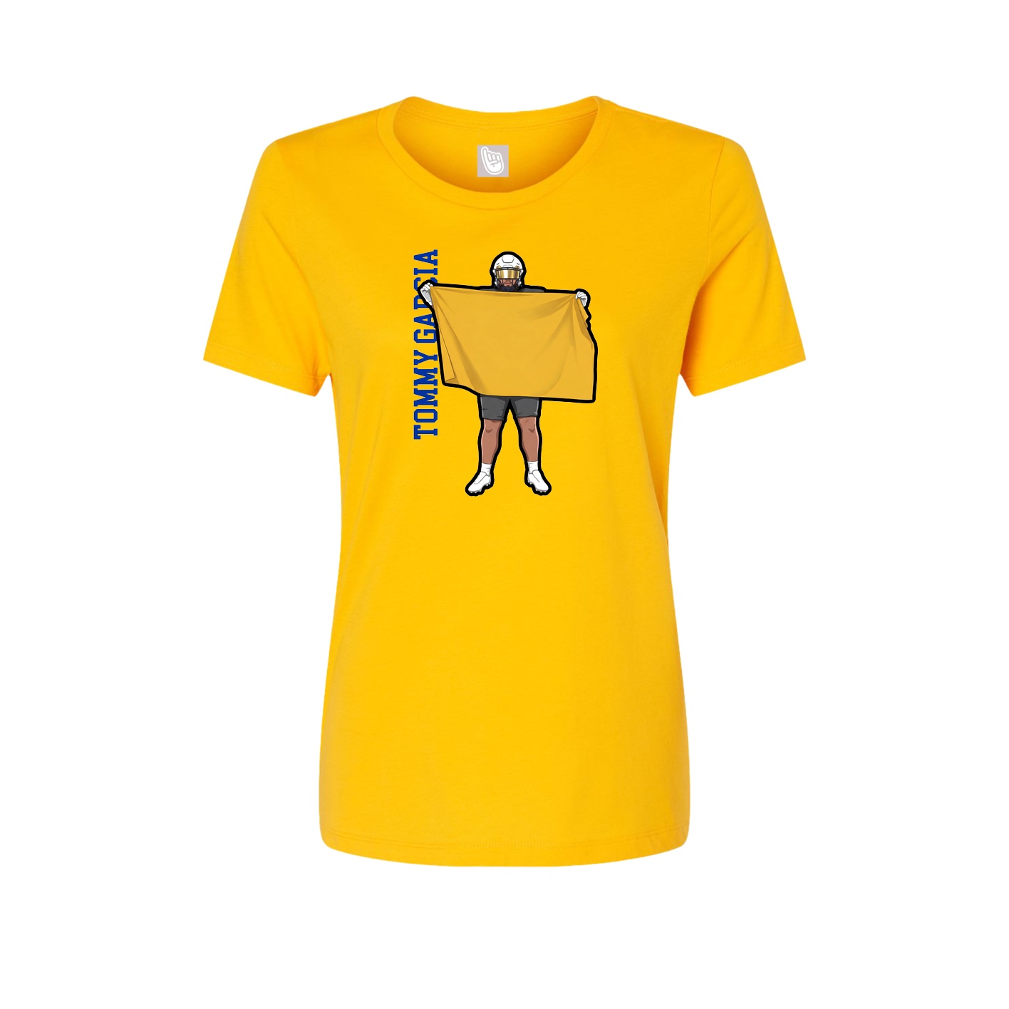 Fitted Women's Tee — Name Vertical in Gold