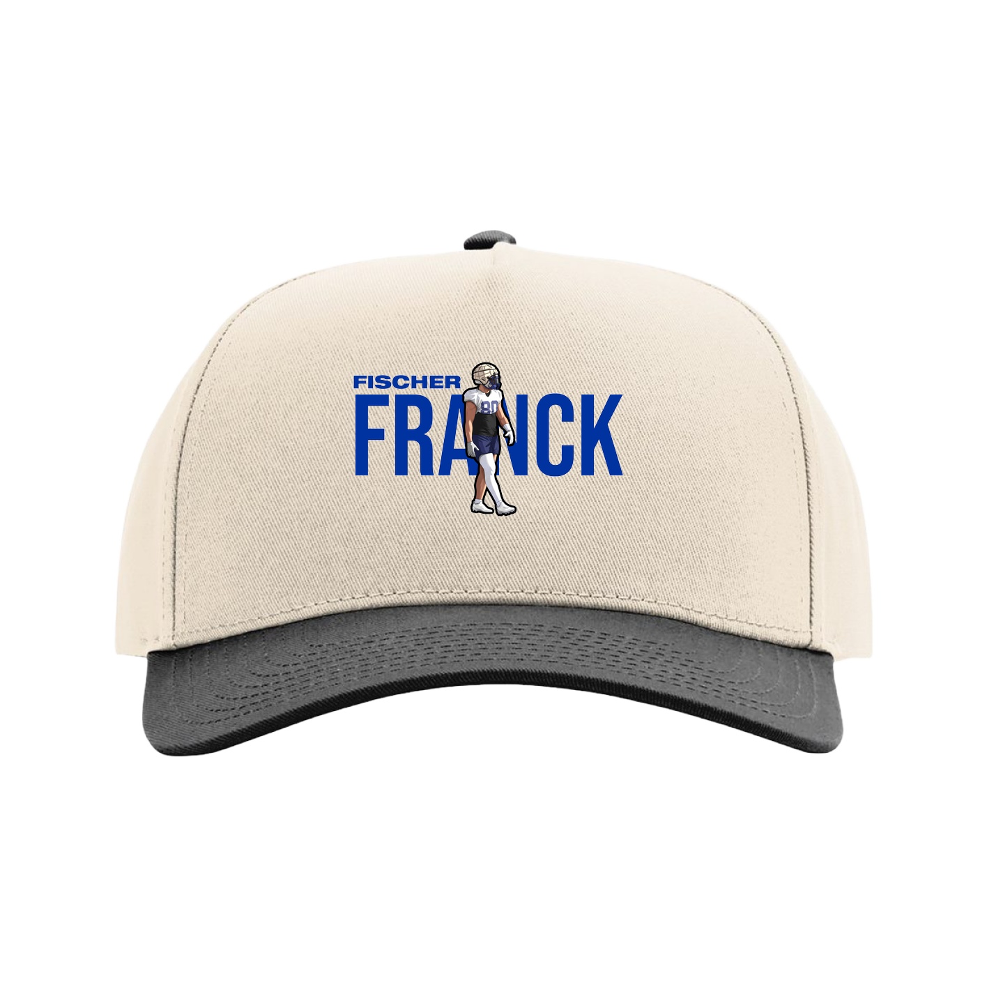 Full Fabric Five-Panel Champ Cap — Player Name in Cream/Black