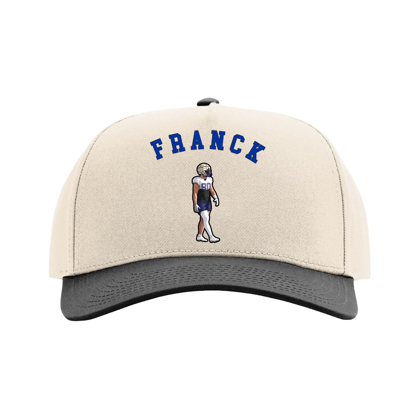 Full Fabric Five-Panel Champ Cap — Shirsey Arch in Cream/Black