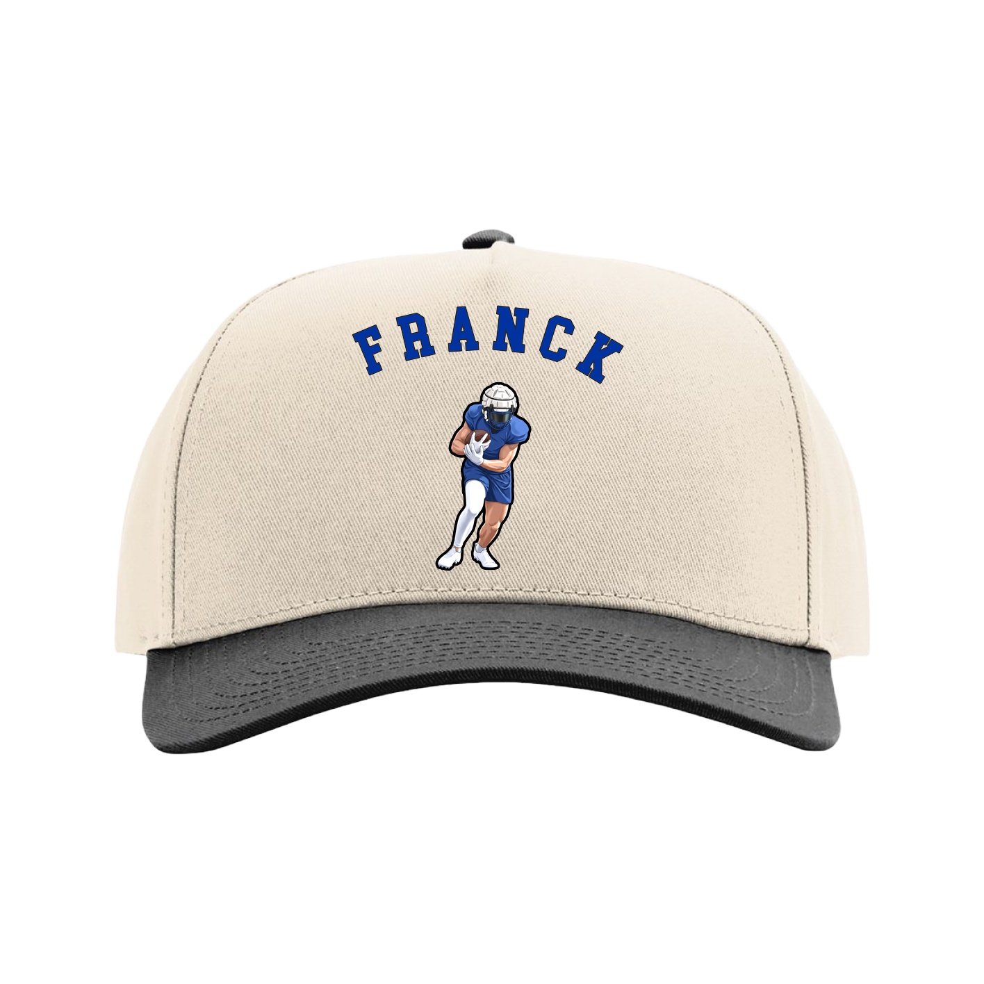 Full Fabric Five-Panel Champ Cap — Shirsey Arch in Cream/Black
