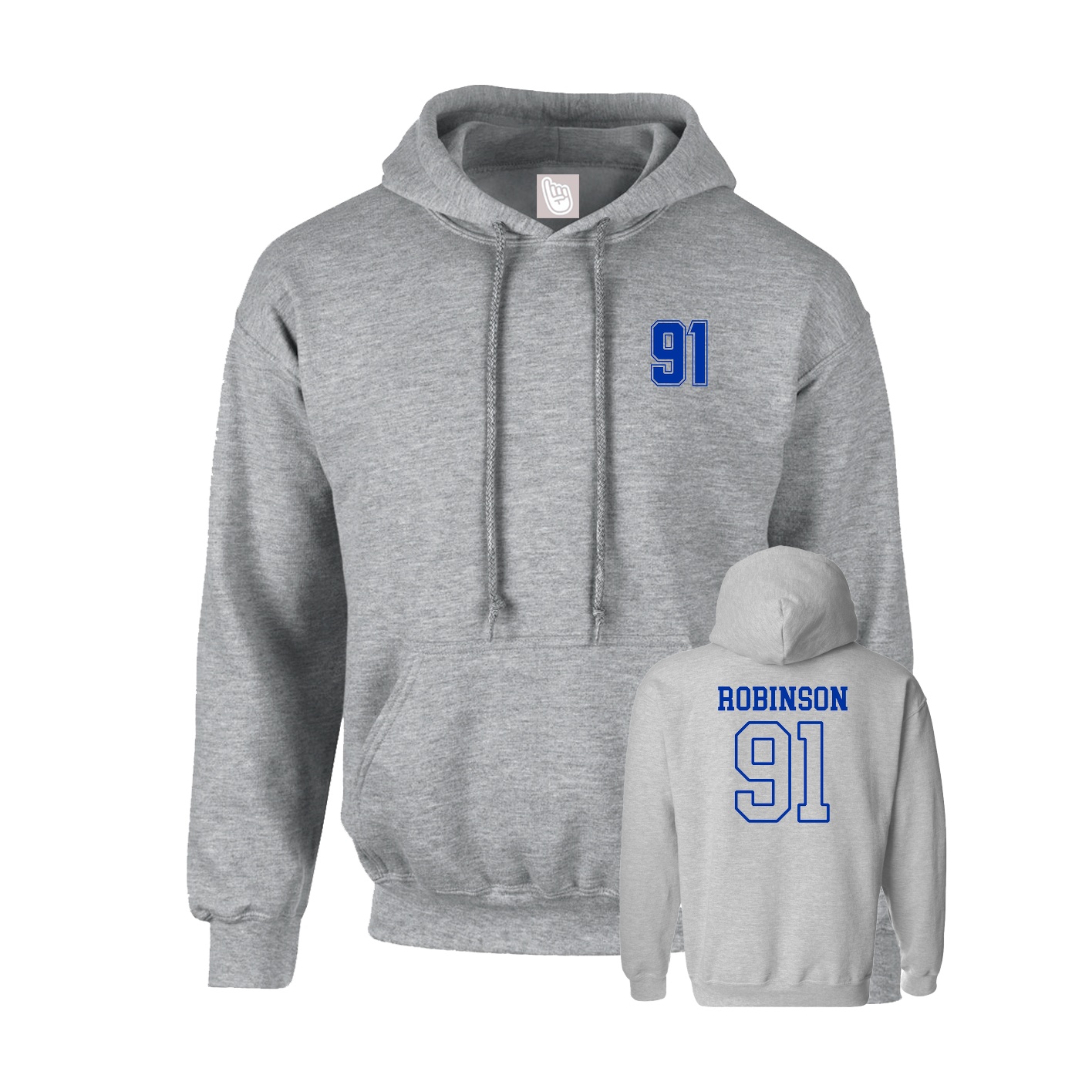 Youth Hoodie — Chest Back in Grey