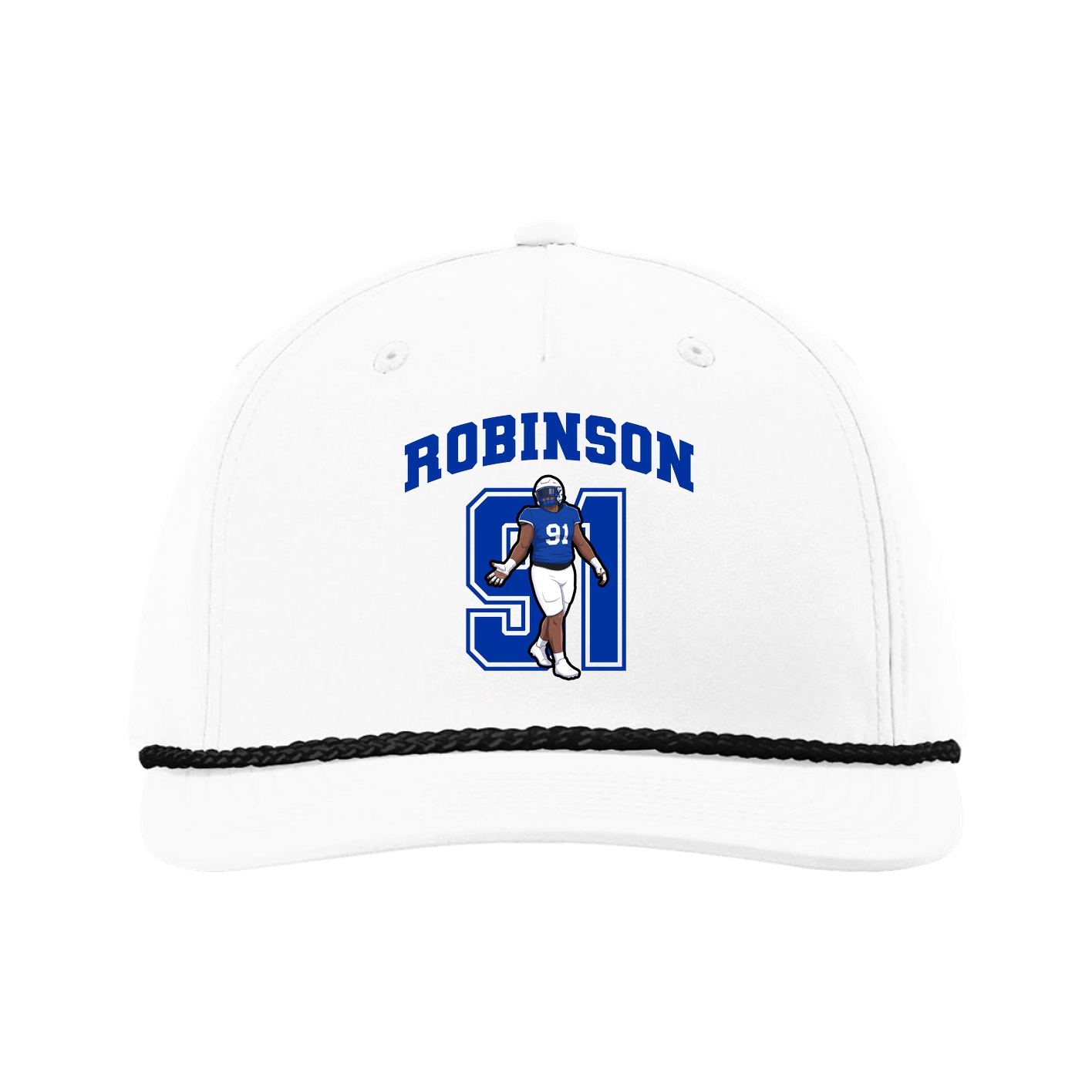 Five-Panel Classic Rope Cap — Number in White