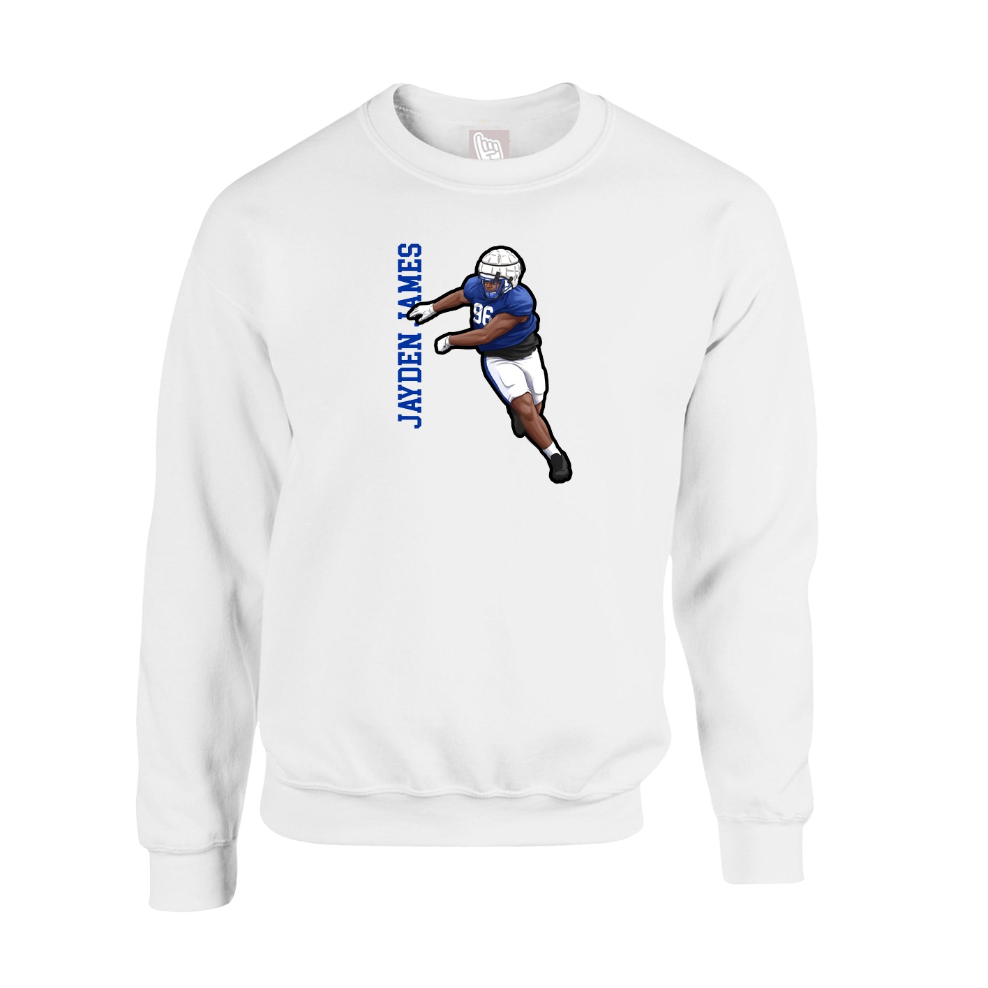 Fleece Crew — Name Vertical in White