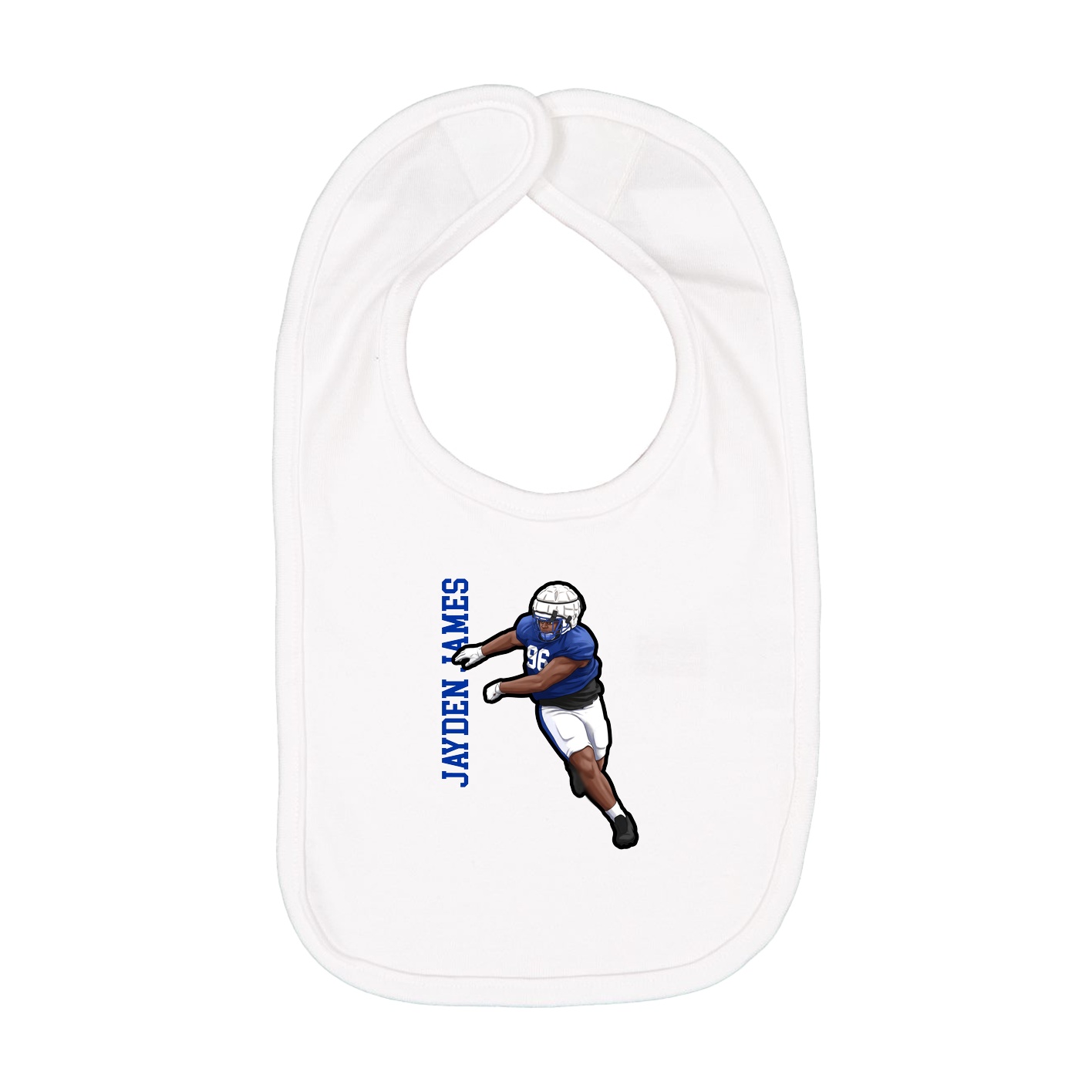 Infant Bib — Name Vertical in White