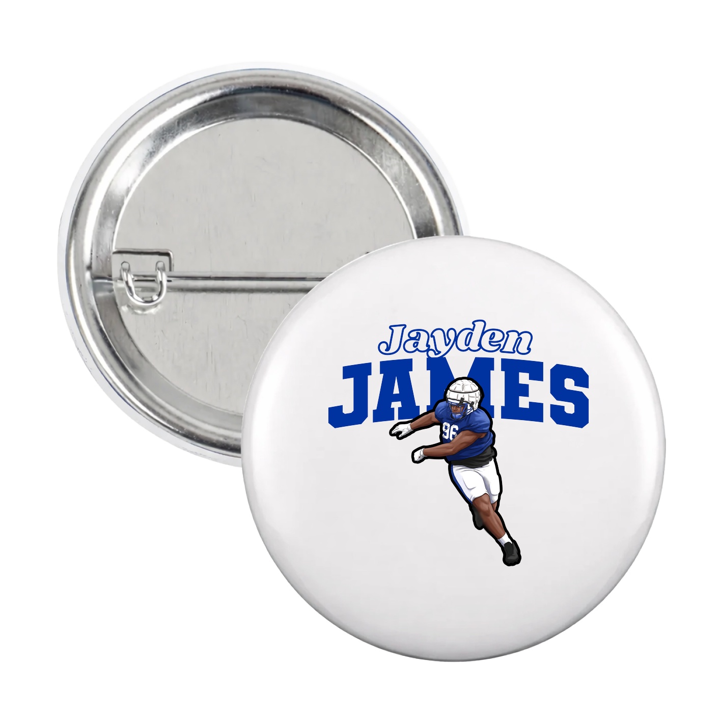 Game Day Button — Name Arch in White