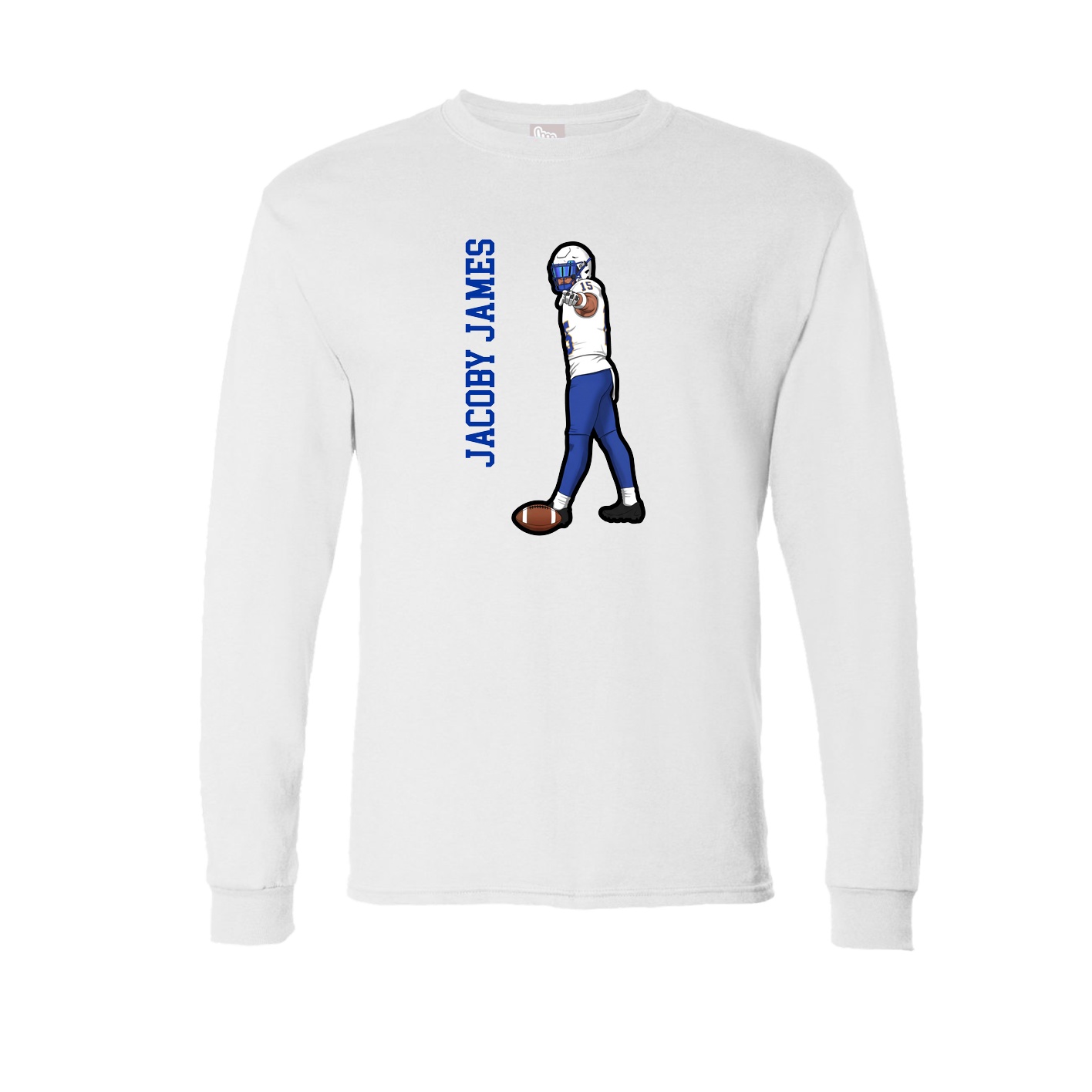 Long Sleeve Tee — Name Vertical in White