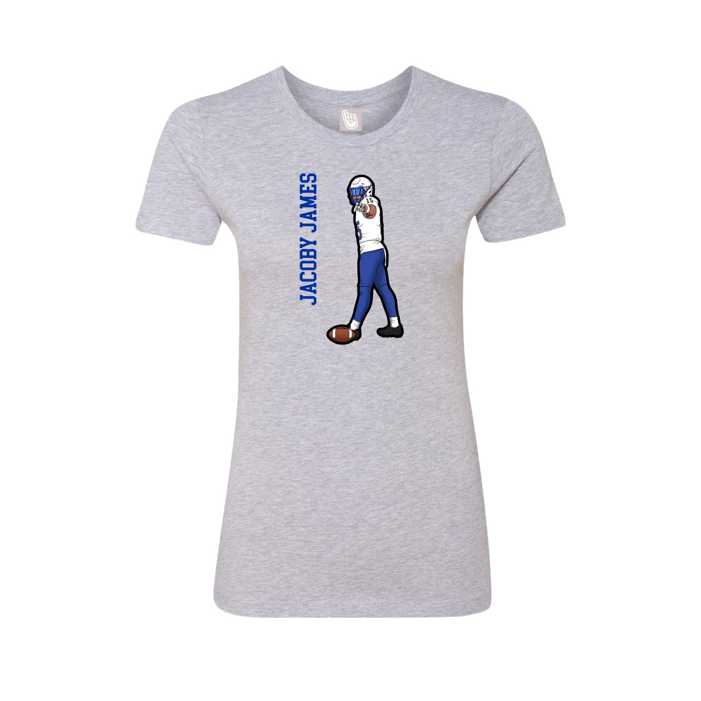 Fitted Women's Tee — Name Vertical in Grey