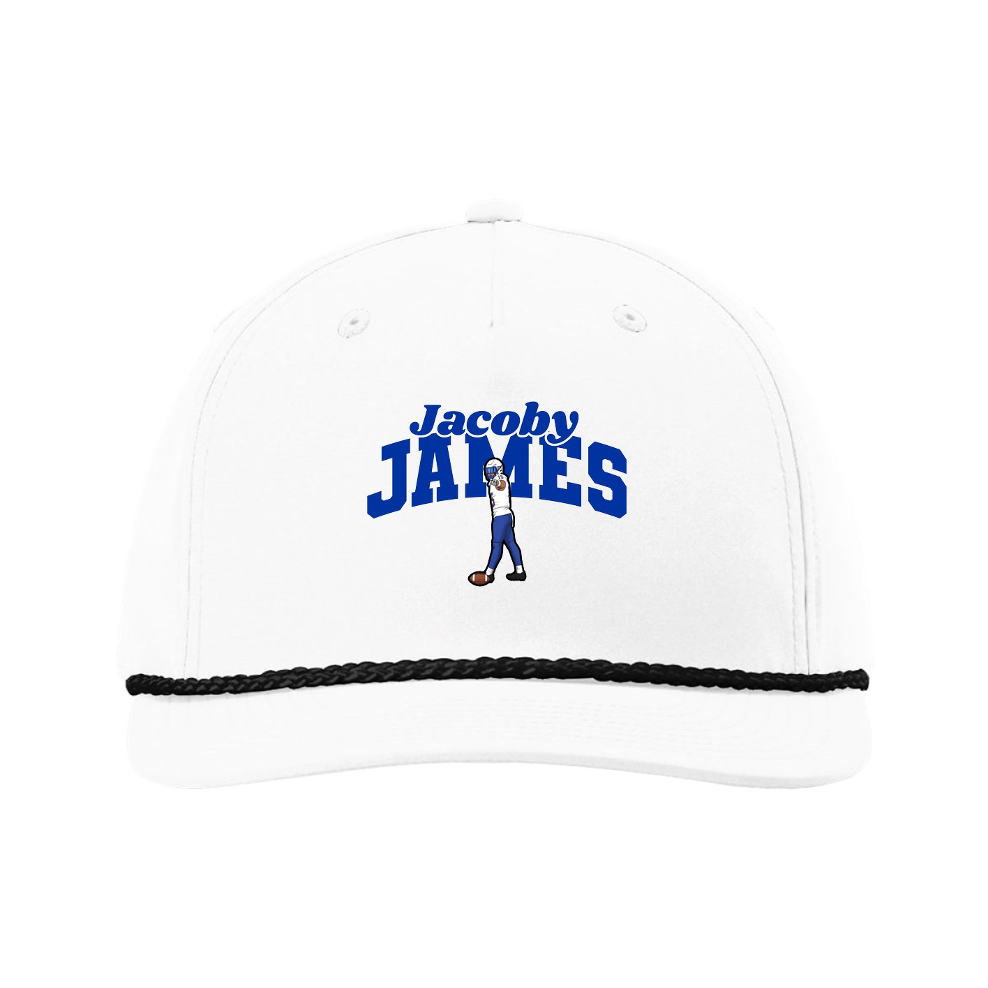 Five-Panel Classic Rope Cap — Signature Arch in White