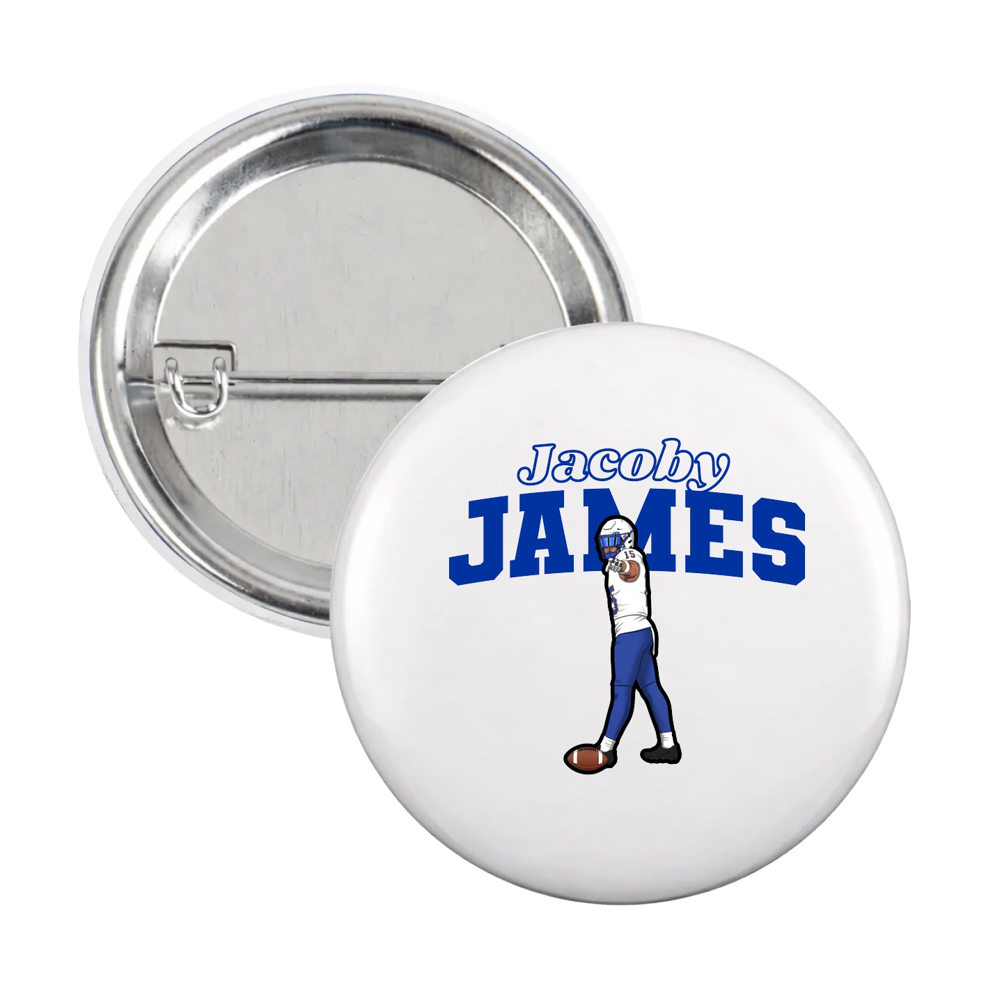 Game Day Button — Name Arch in White