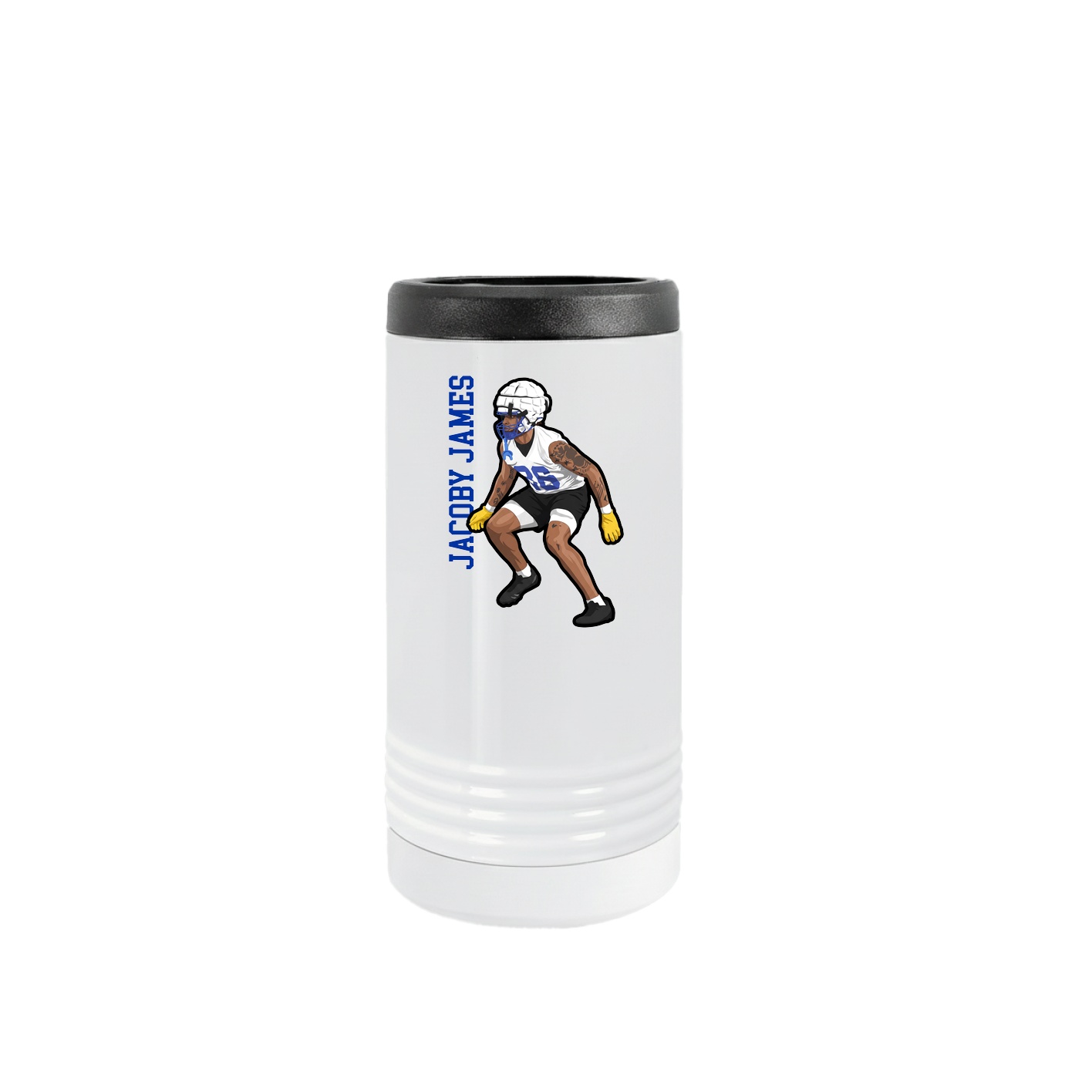 Slim Beverage Holder — Name Vertical in White