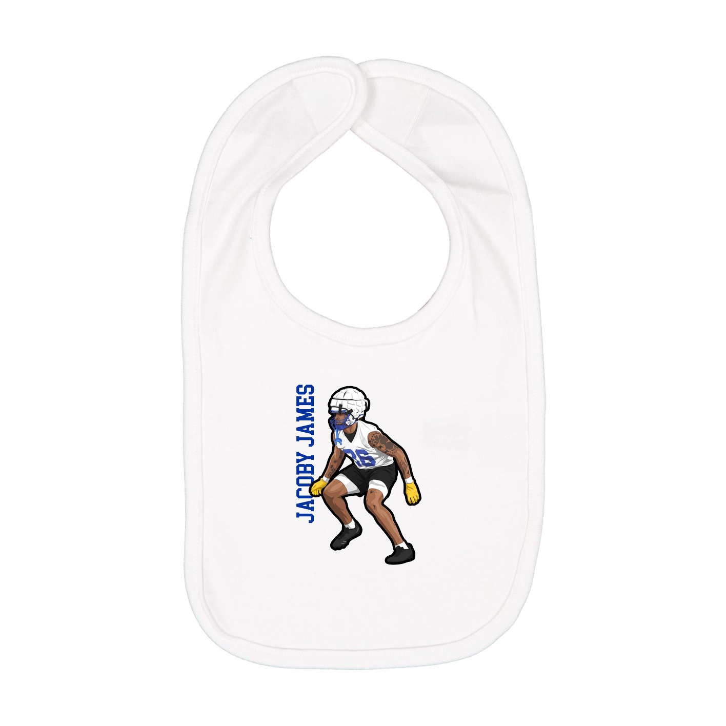 Infant Bib — Name Vertical in White